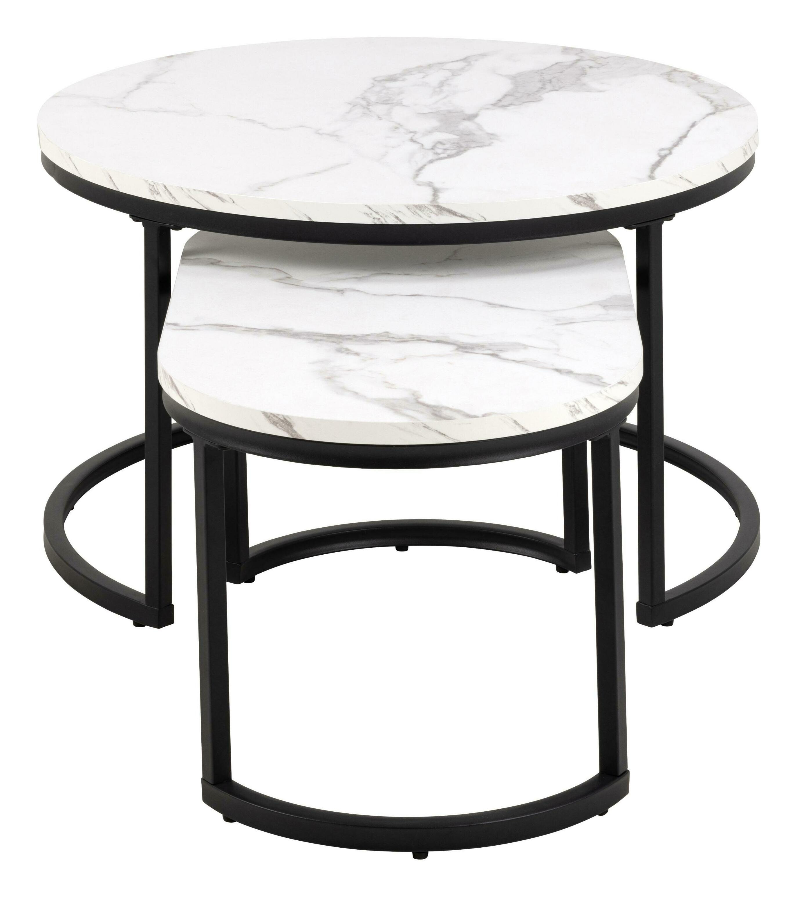 Bendt Salontafel 'Flemming' Set van 2 stuks, Marmerlook, kleur Wit
