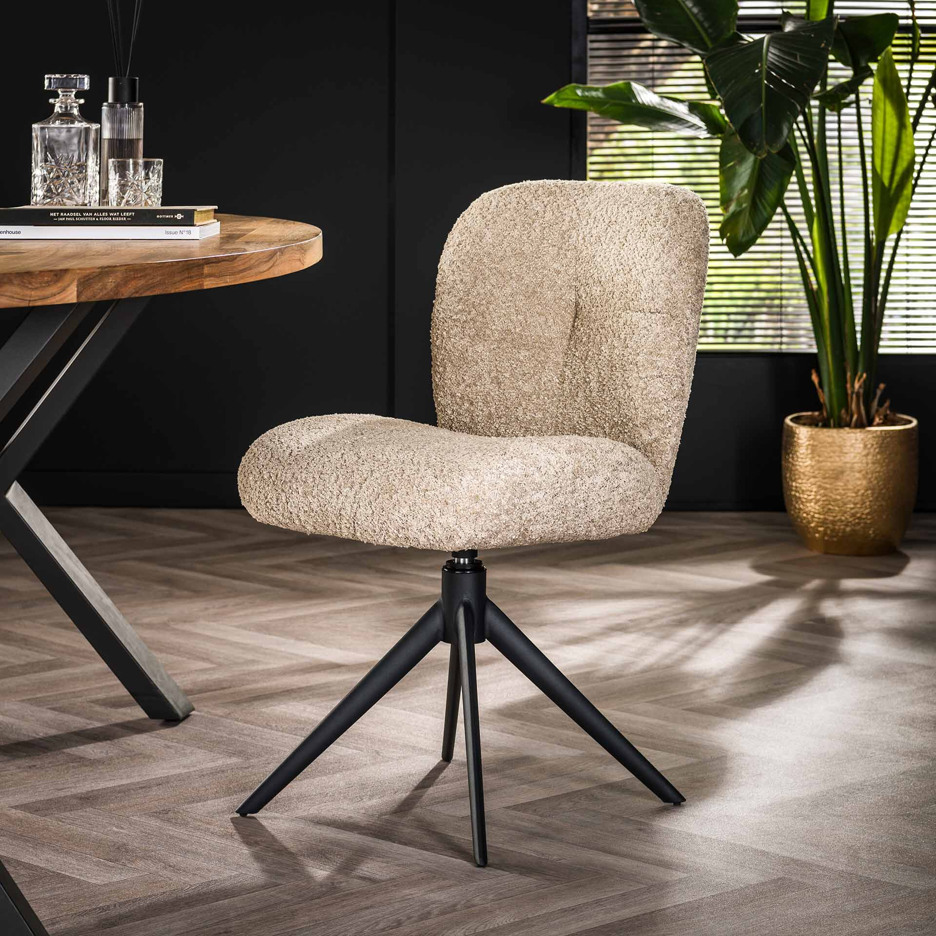 LifestyleFurn Eetkamerstoel Kirin Bouclé - Zand