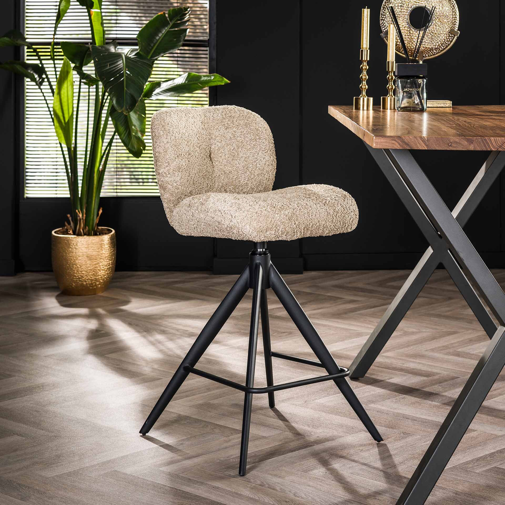 LifestyleFurn Draaibare Barstoel 'Lovie' Bouclé