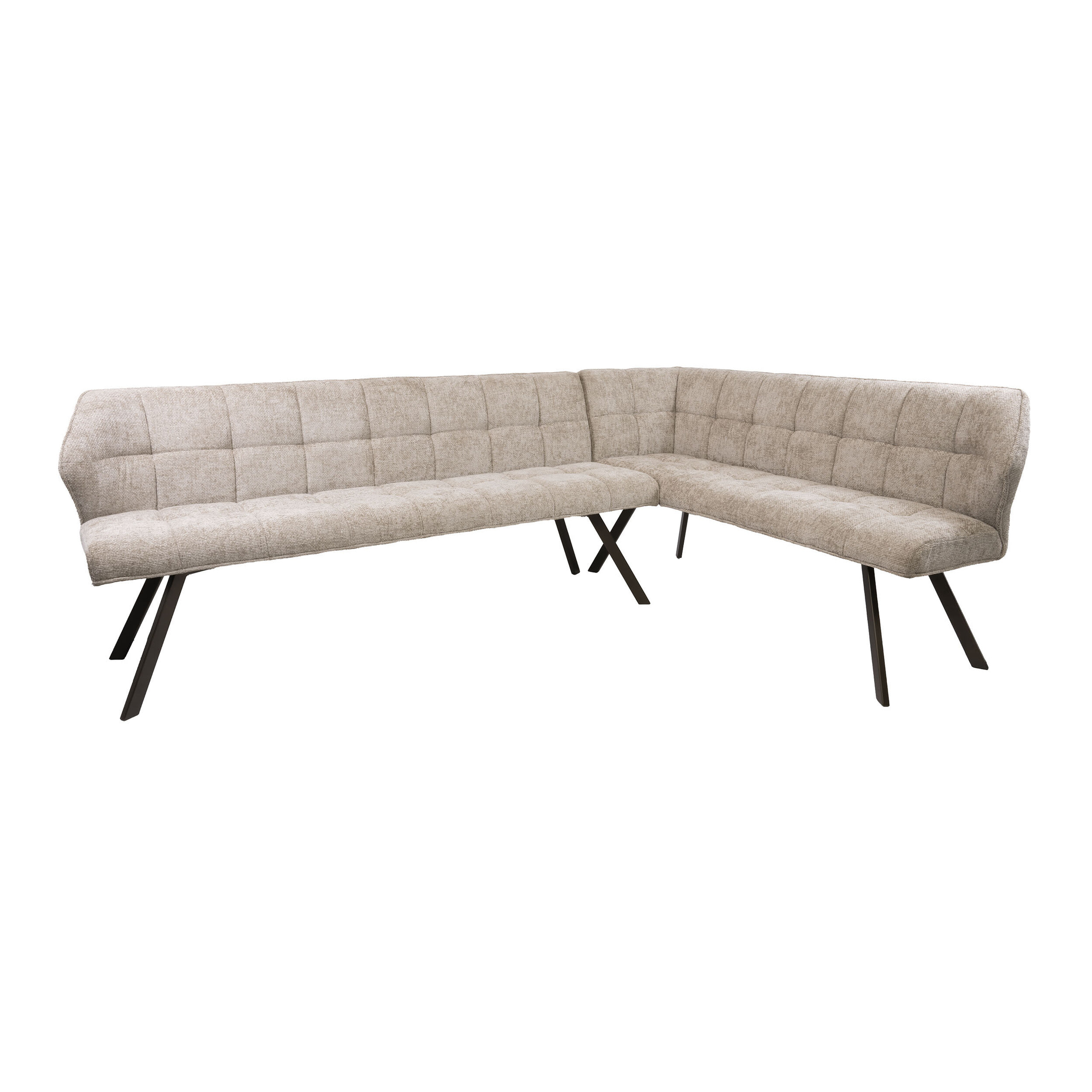 LifestyleFurn Eetkamerbank 'Thandie' Hoven stof, Rechts, kleur Zand/Bruin