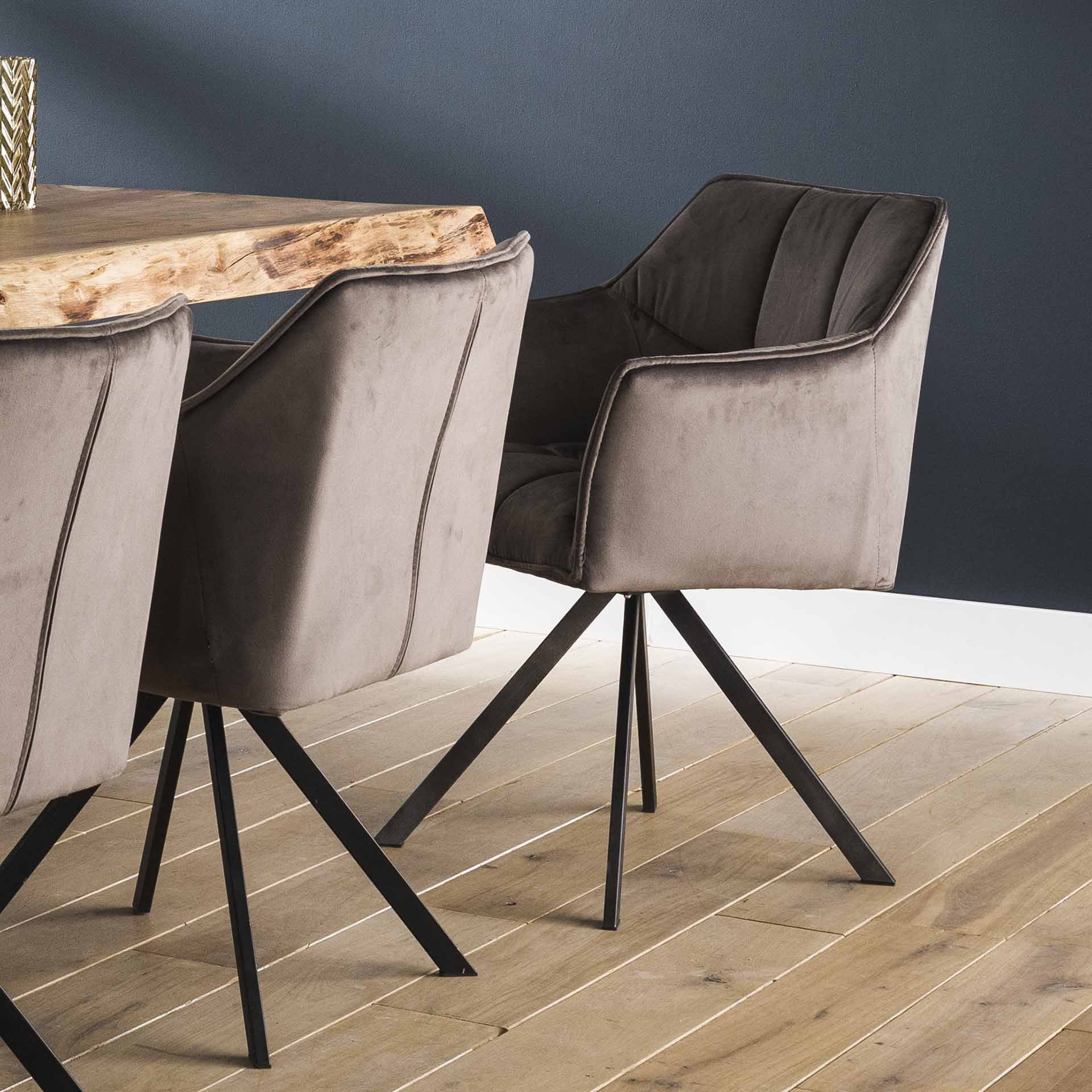 Eetkamerstoel 'Thandie', Velvet, Draaibaar, kleur Antraciet
