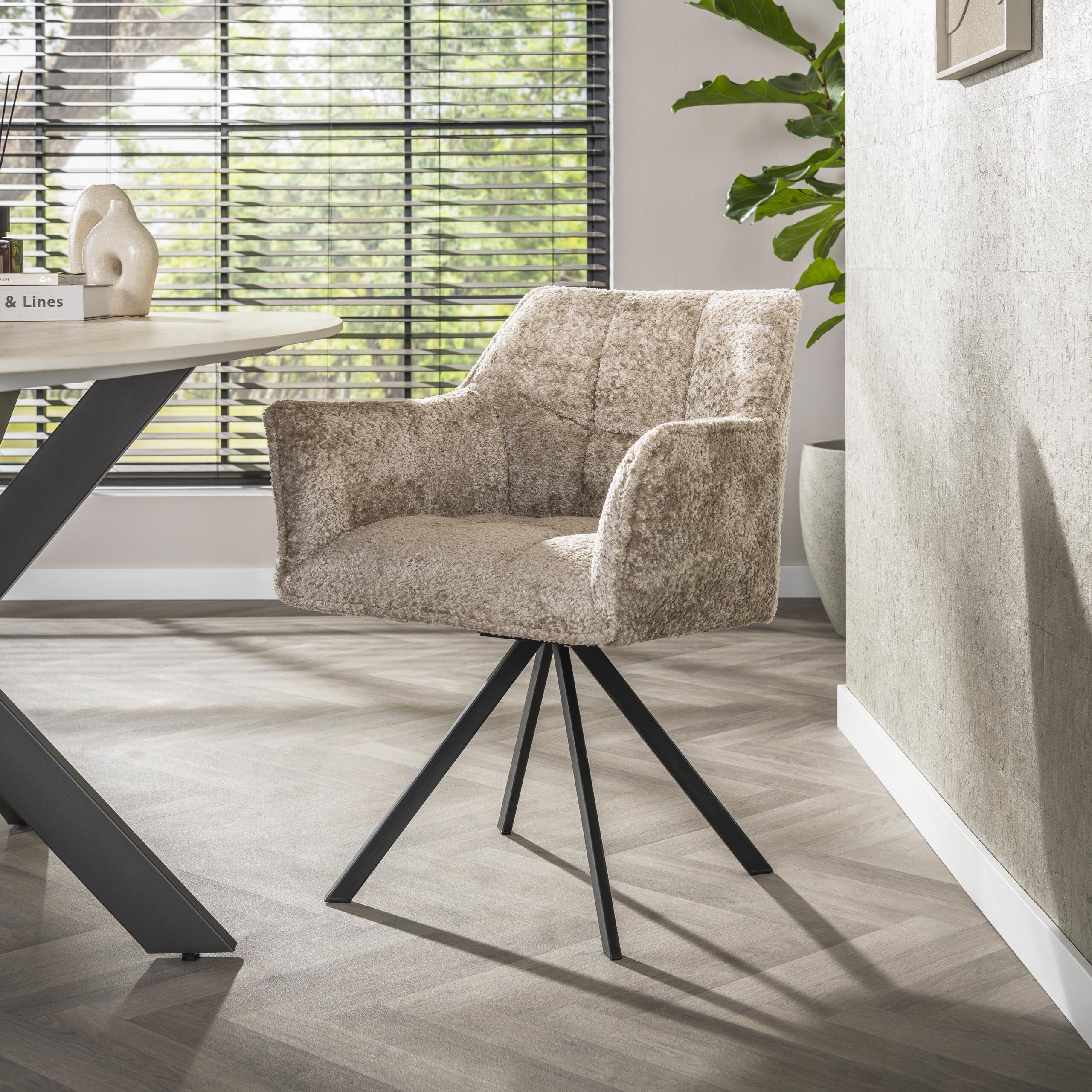 LifestyleFurn Draaibare Eetkamerstoel Thandie Alura stof - Zand