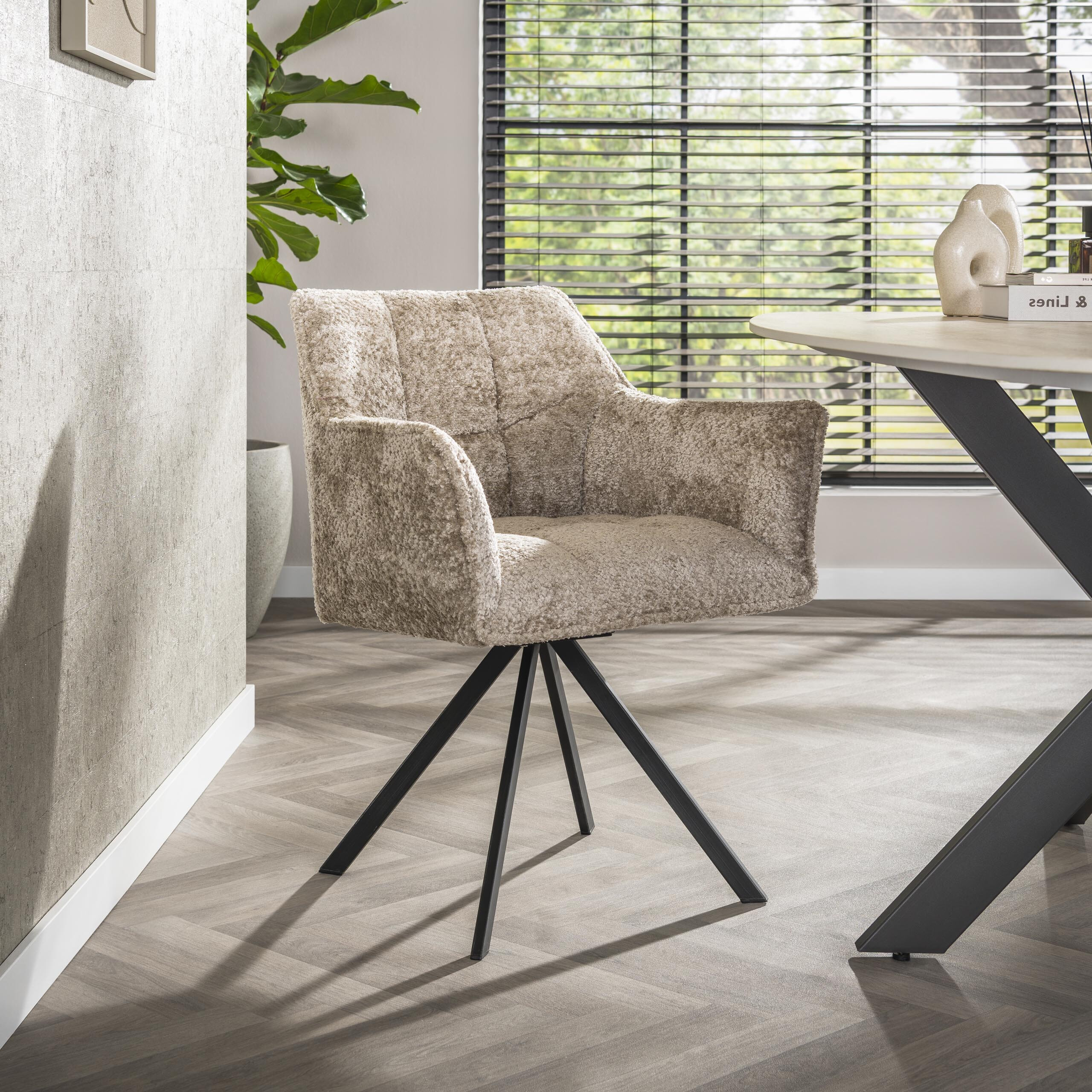 LifestyleFurn Draaibare Eetkamerstoel Thandie Alura stof - Zand