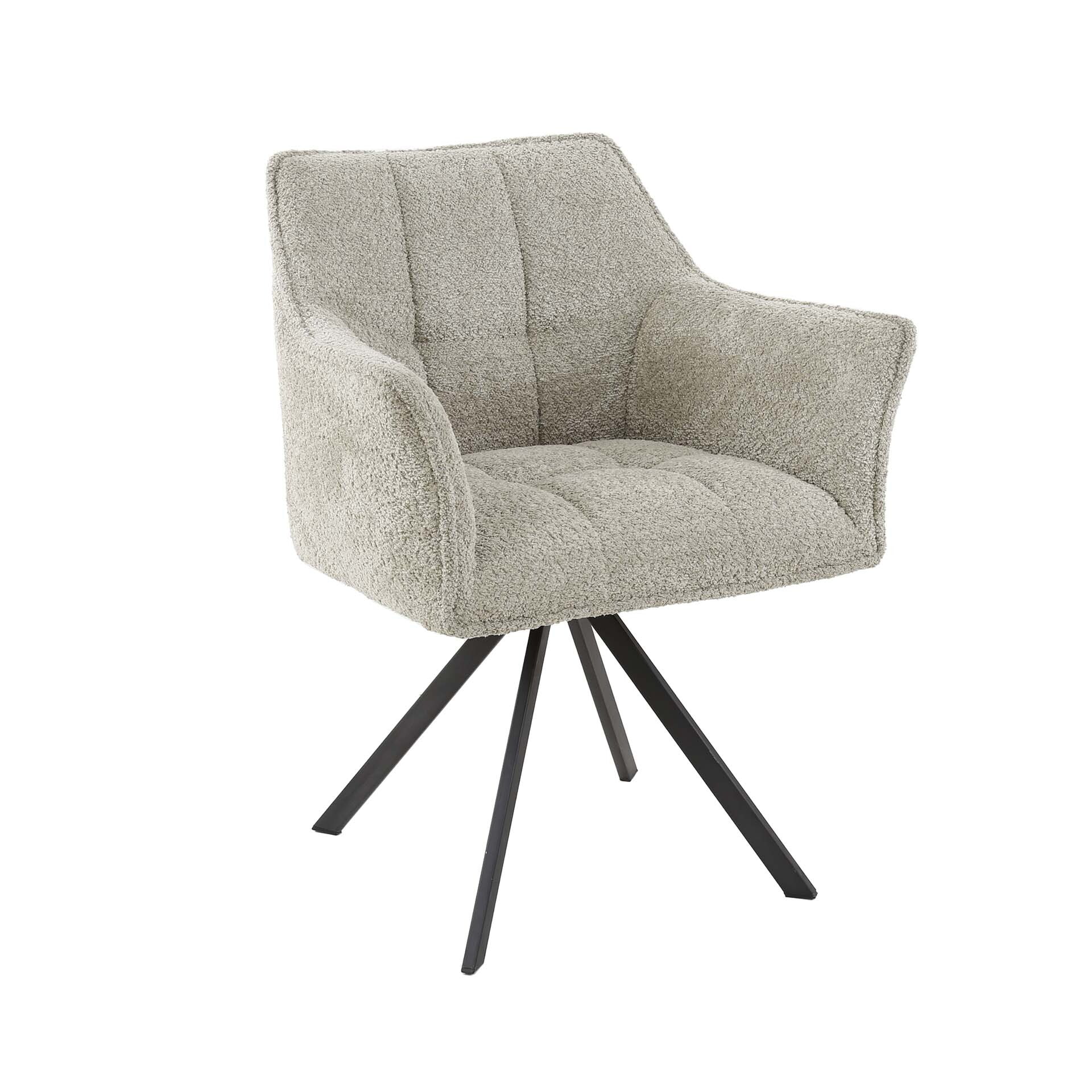 LifestyleFurn Eetkamerstoel 'Thandie' Bouclé, Draaibaar, kleur Boucle zandkleur