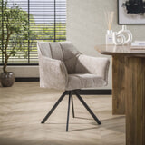 LifestyleFurn Draaibare Eetkamerstoel 'Thandie' Hoven stof, kleur Zand