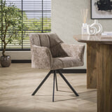 LifestyleFurn Draaibare Eetkamerstoel 'Thandie' Hoven stof, kleur Champagne