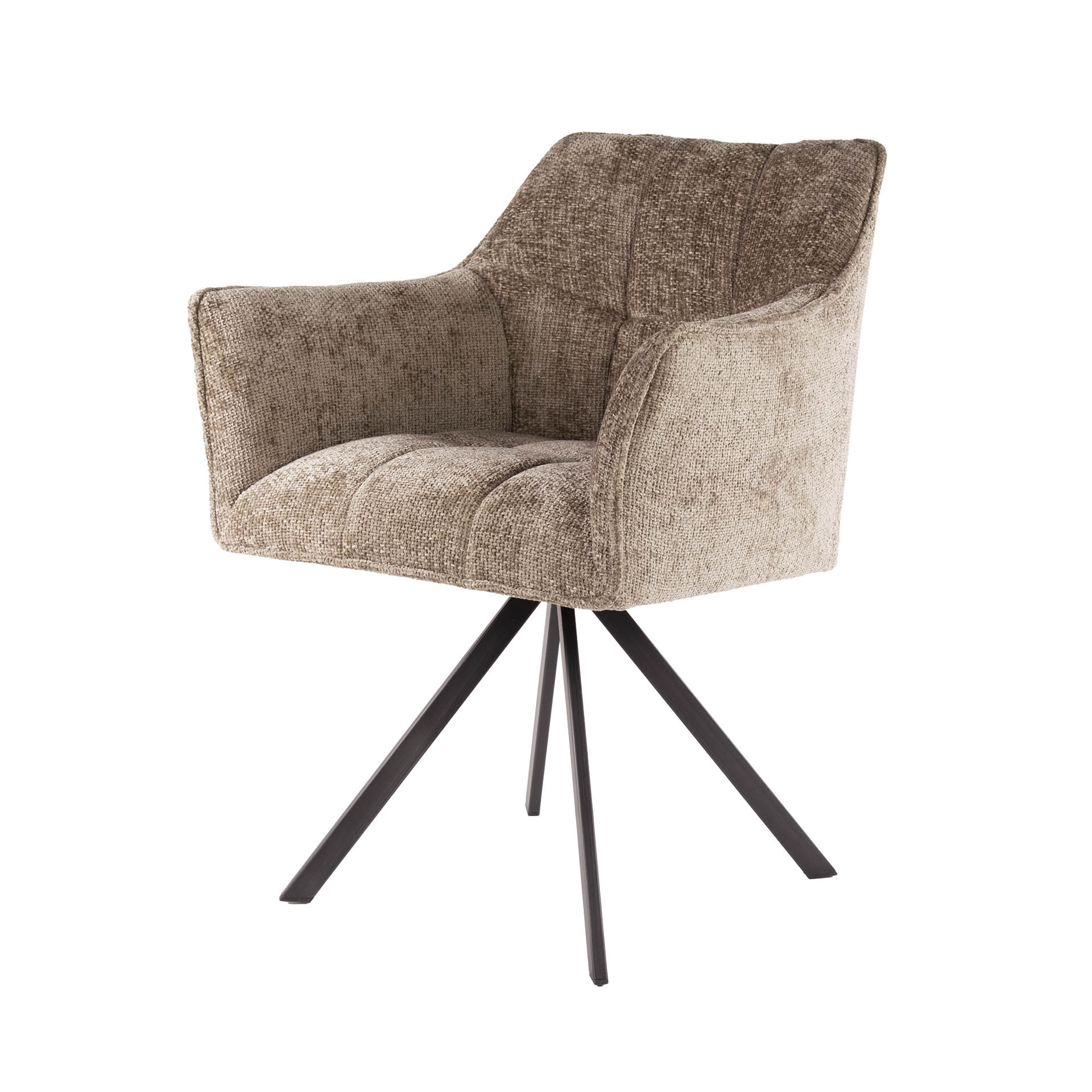 LifestyleFurn Draaibare Eetkamerstoel 'Thandie' Hoven stof, kleur Champagne