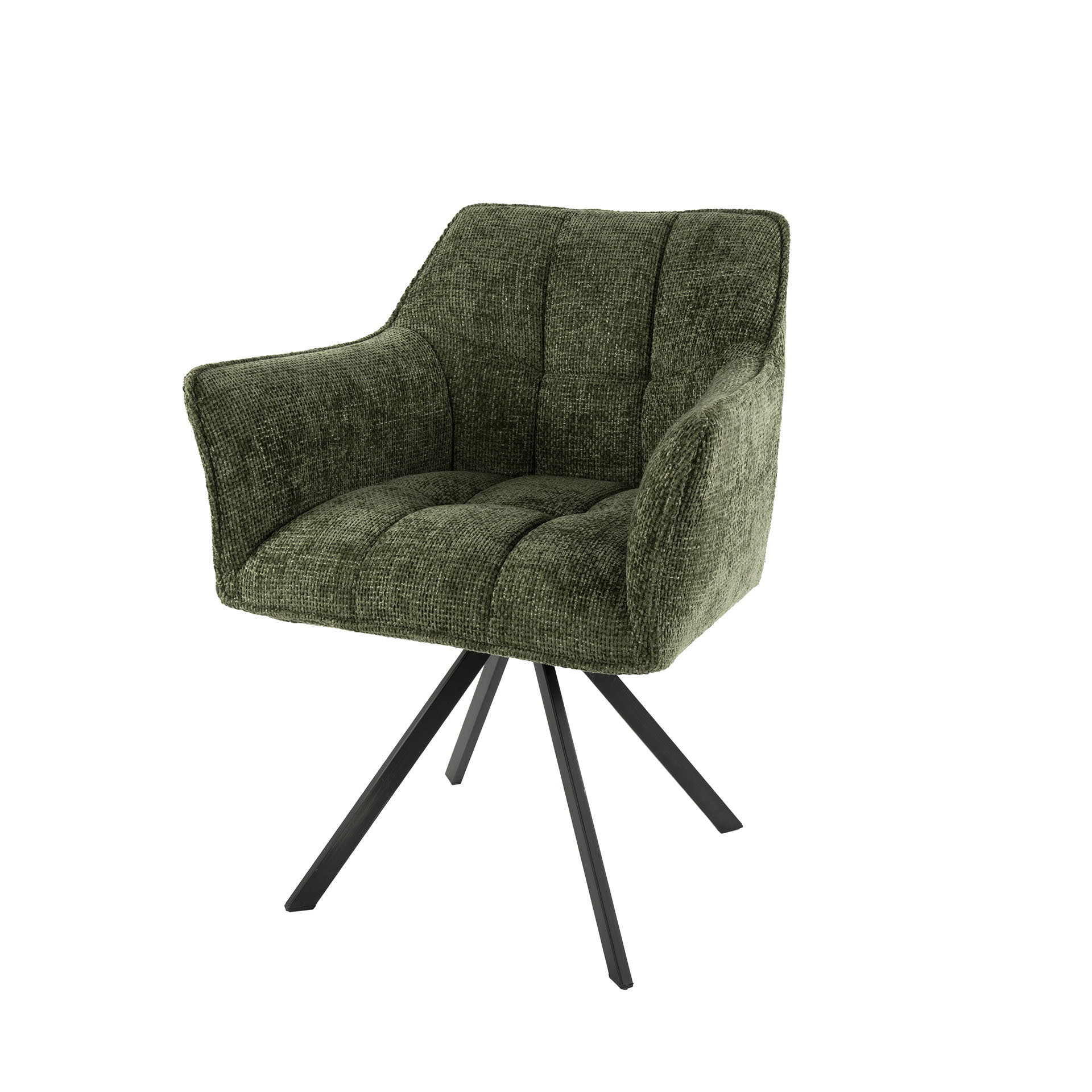 LifestyleFurn Draaibare Eetkamerstoel 'Thandie' Hoven stof, kleur Groen