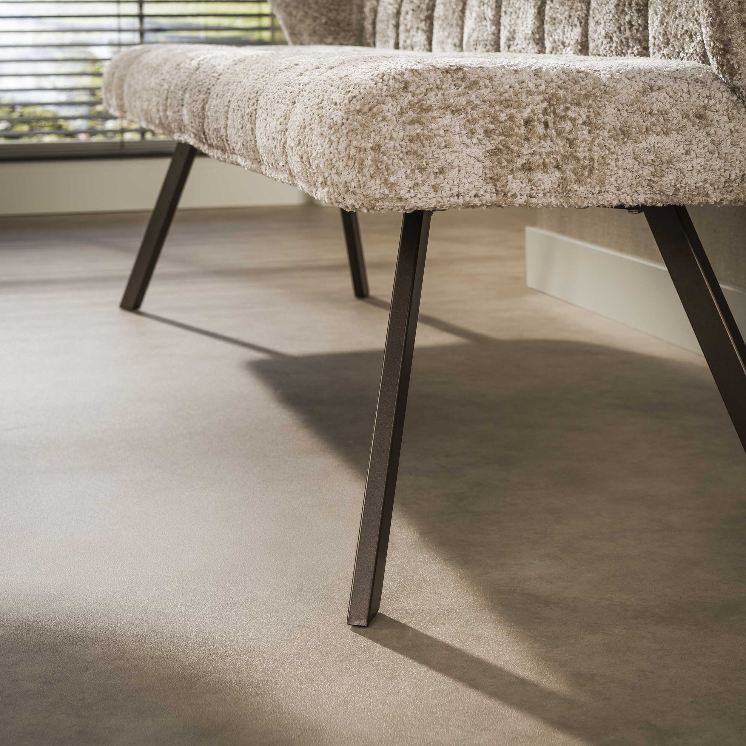 LifestyleFurn Eetkamerbank 'Thandie' Alura stof, kleur Zand/Bruin