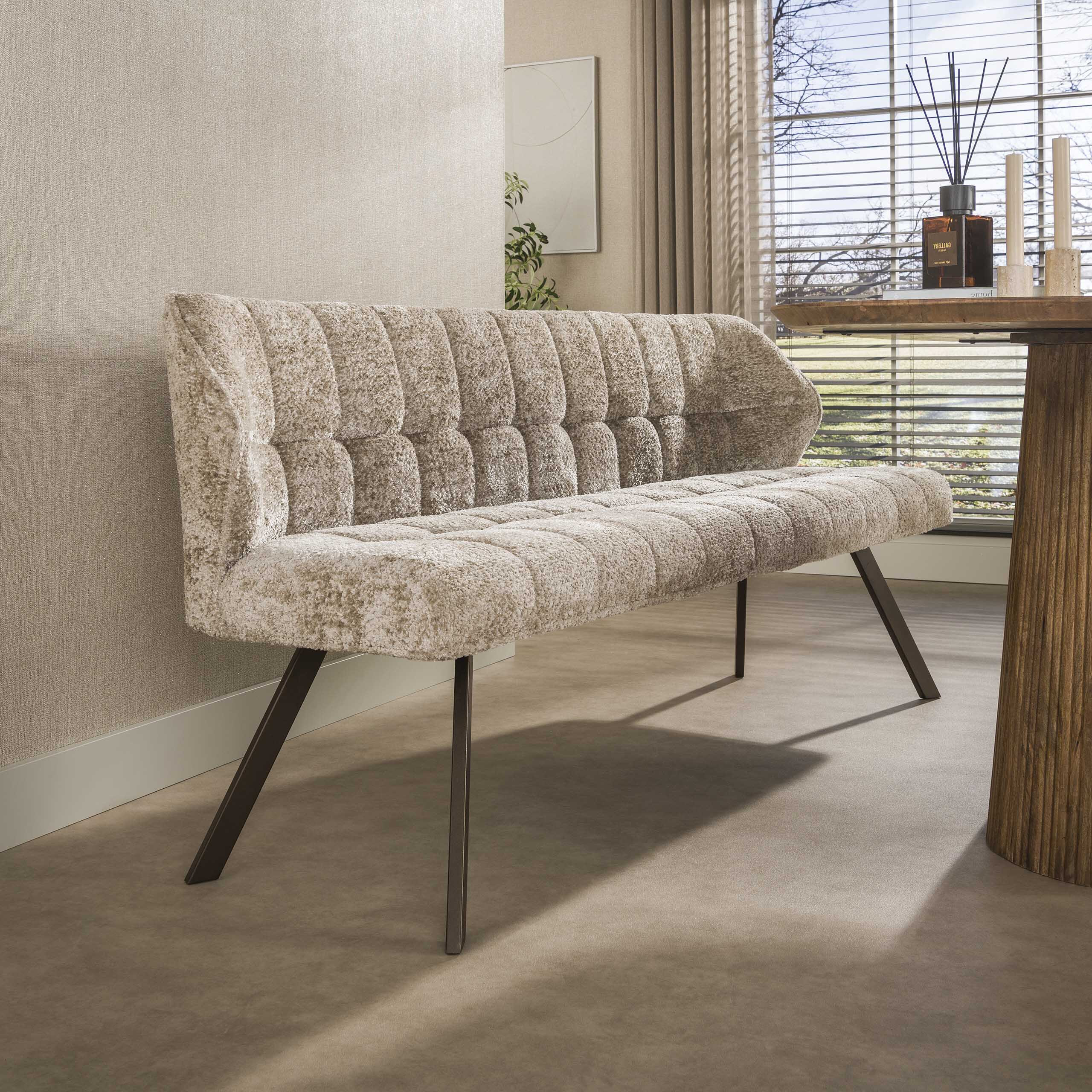 LifestyleFurn Eetkamerbank 'Thandie' Alura stof, kleur Zand/Bruin