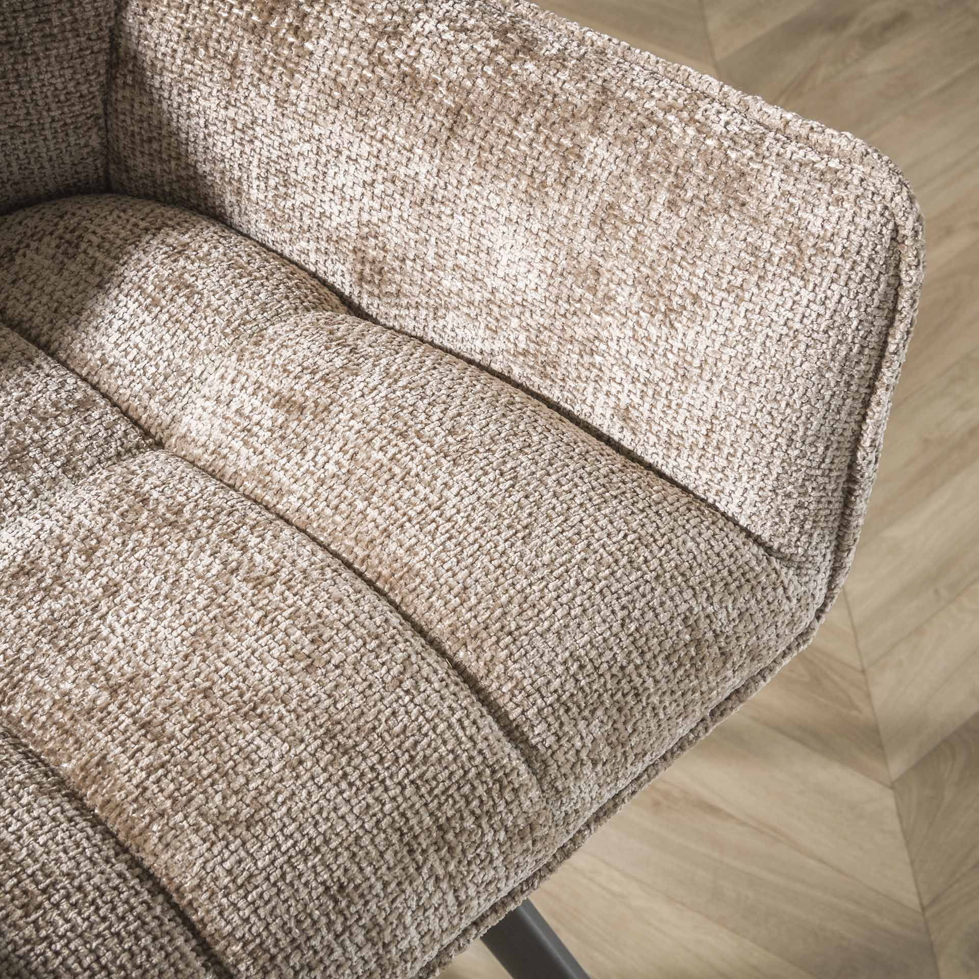 LifestyleFurn Eetkamerbank 'Thandie' Hoven stof, 180cm, kleur Champagne