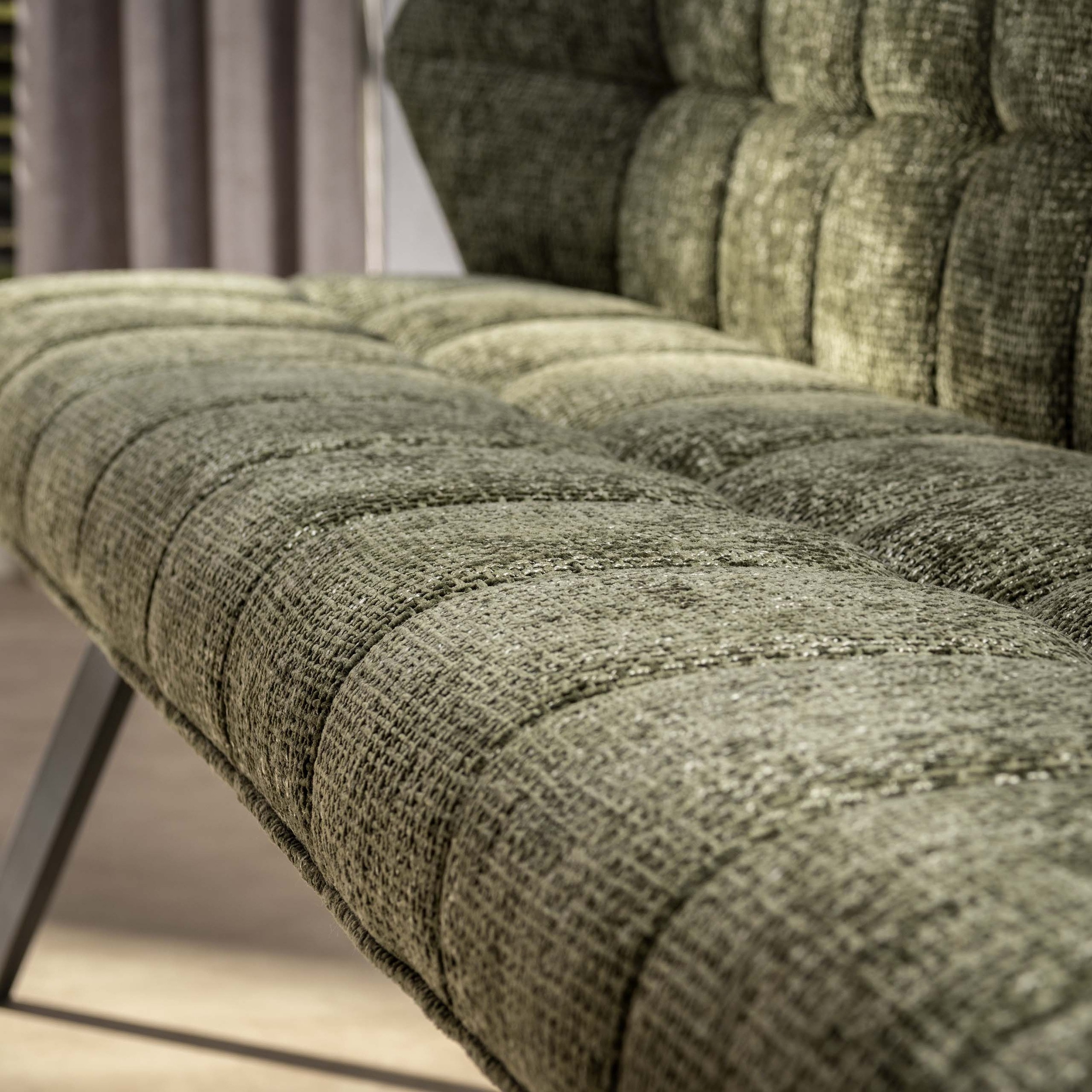 LifestyleFurn Eetkamerbank 'Thandie' Hoven stof, 180cm, kleur Groen