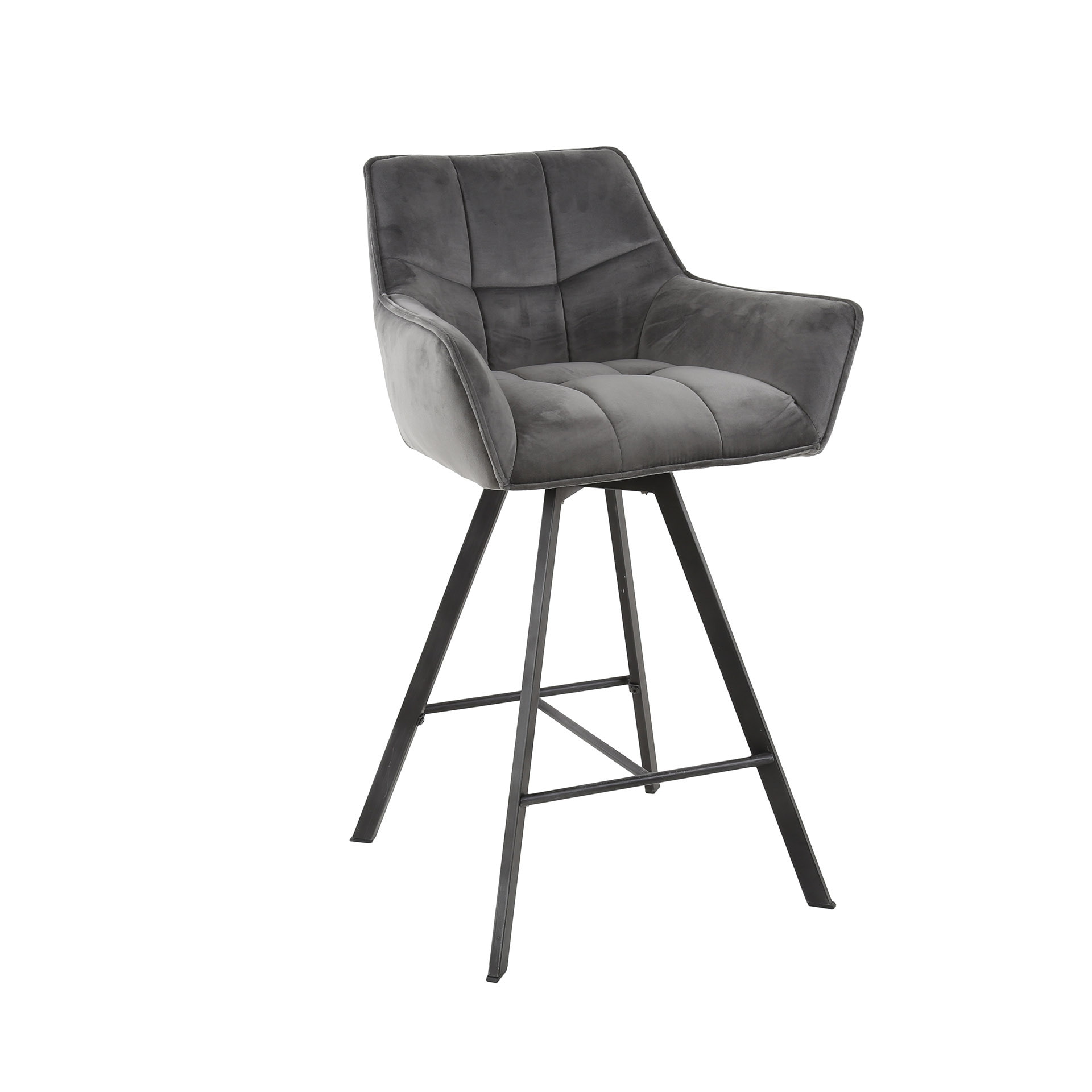 LifestyleFurn Draaibare Barstoel 'Thandie' Velvet, kleur Antraciet velours