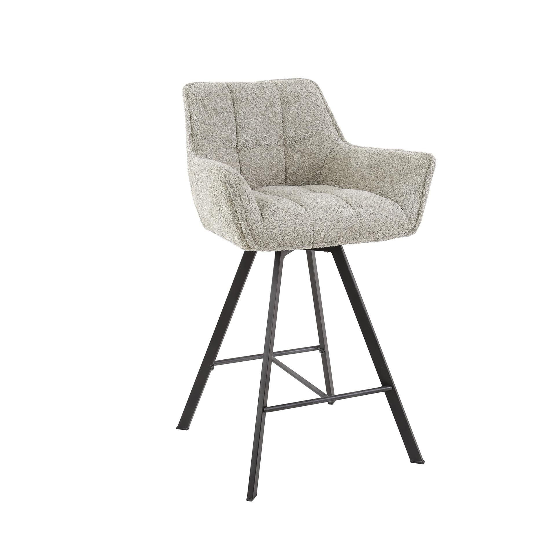 LifestyleFurn Draaibare Barstoel 'Thandie' Bouclé (zithoogte 69cm), kleur Zand