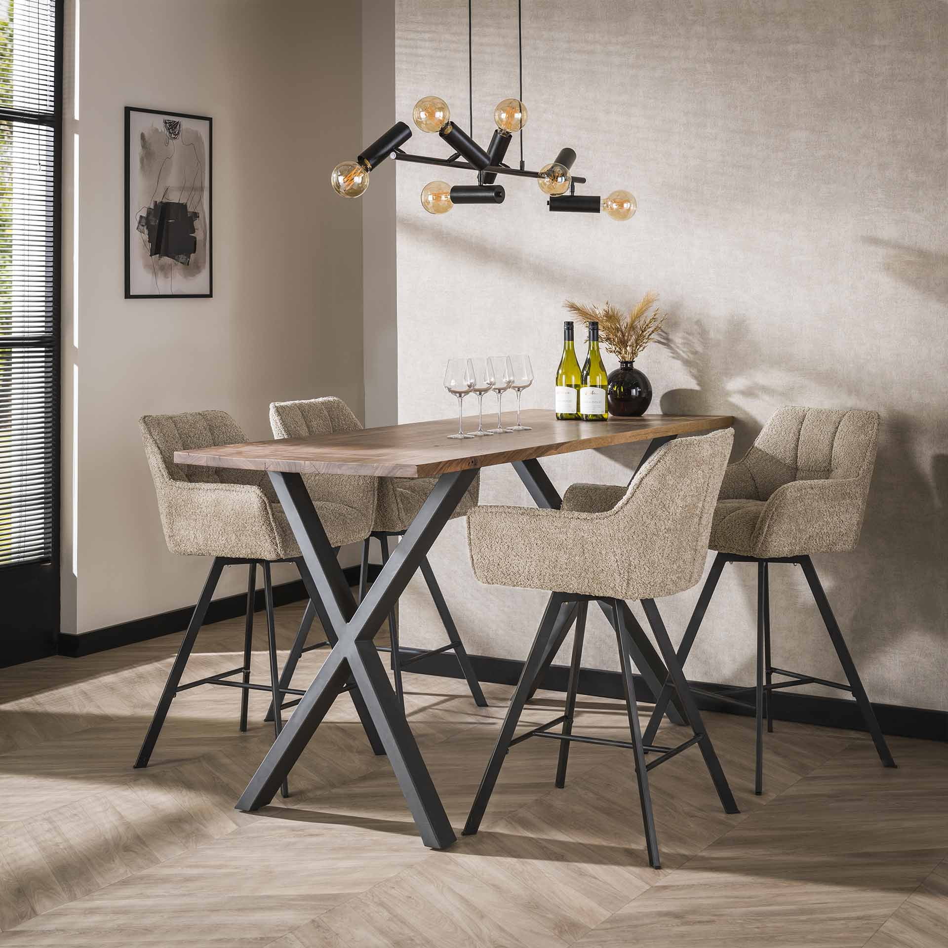 LifestyleFurn Draaibare Barstoel 'Thandie' Bouclé (zithoogte 69cm), kleur Zand