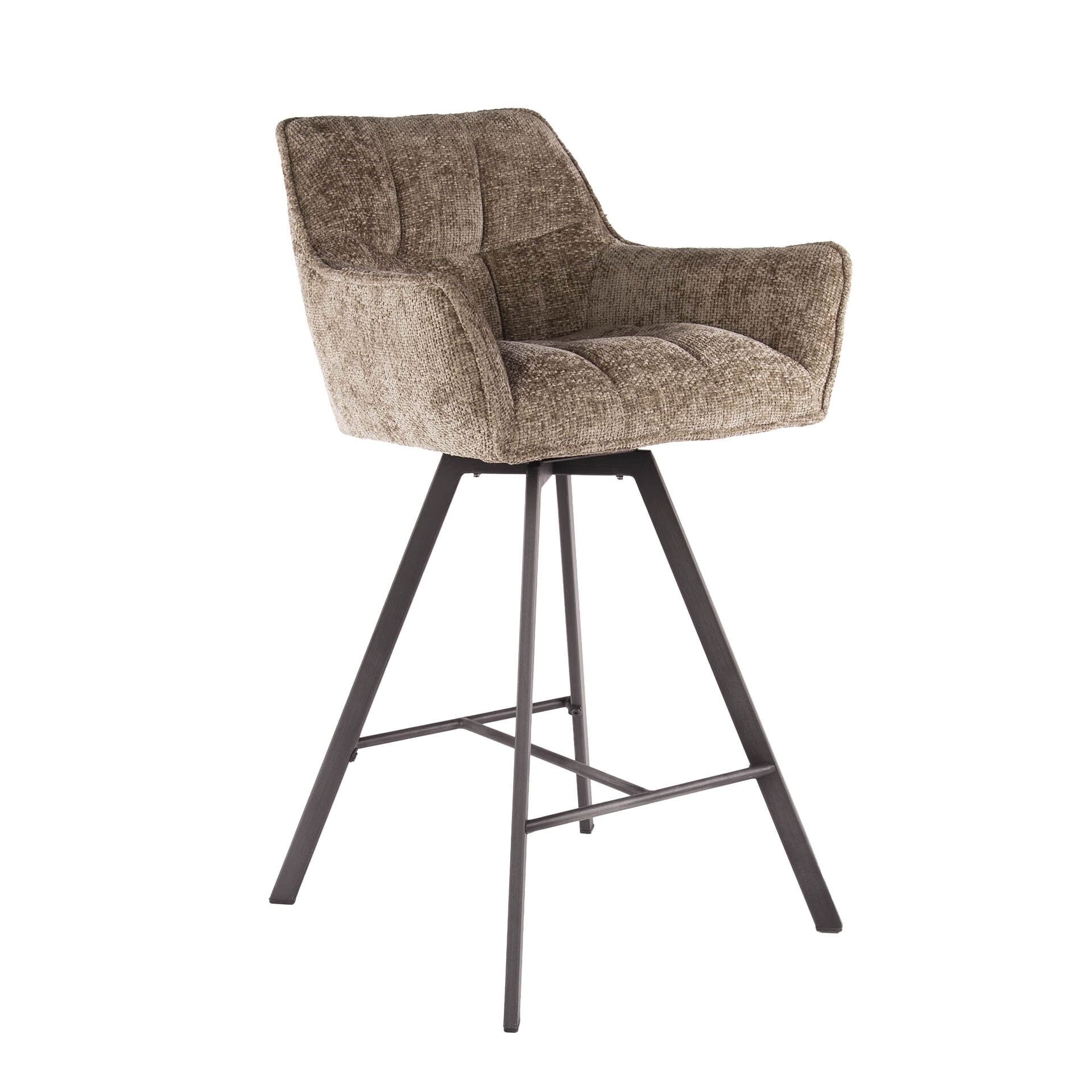 LifestyleFurn Draaibare Barstoel 'Thandie' Rich stof, kleur Champagne (zithoogte 69cm)