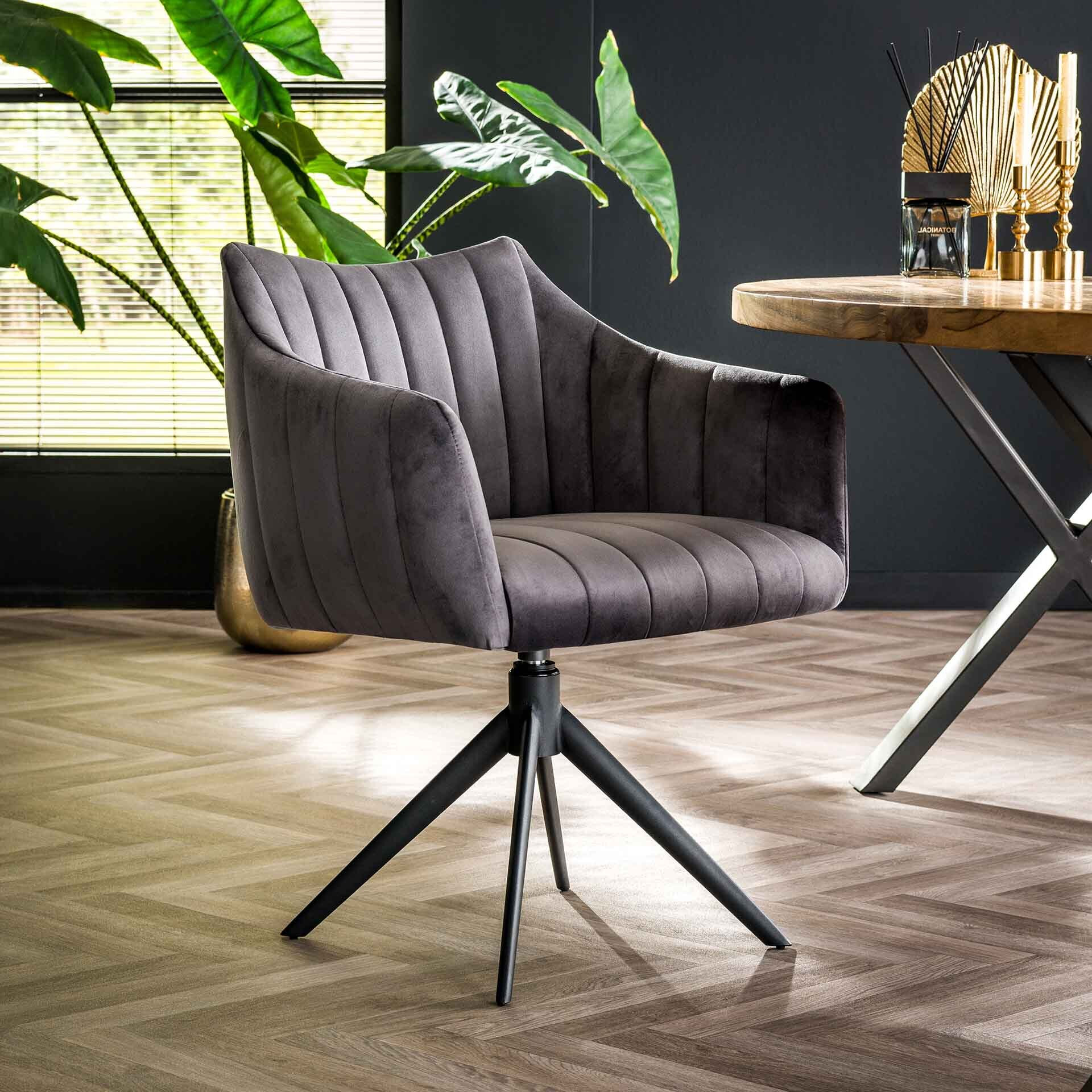 LifestyleFurn Draaibare Eetkamerstoel Kirin Velvet - Antraciet