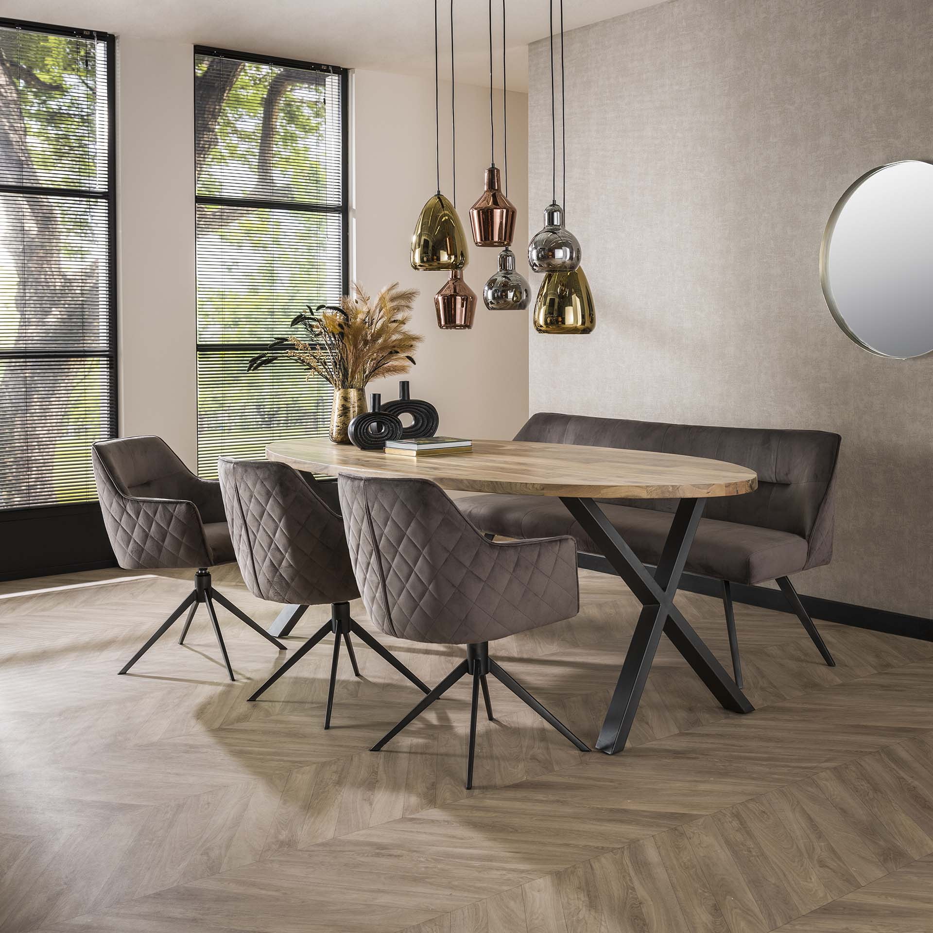 LifestyleFurn Draaibare Eetkamerstoel 'Lavonne' Velvet, kleur Antraciet