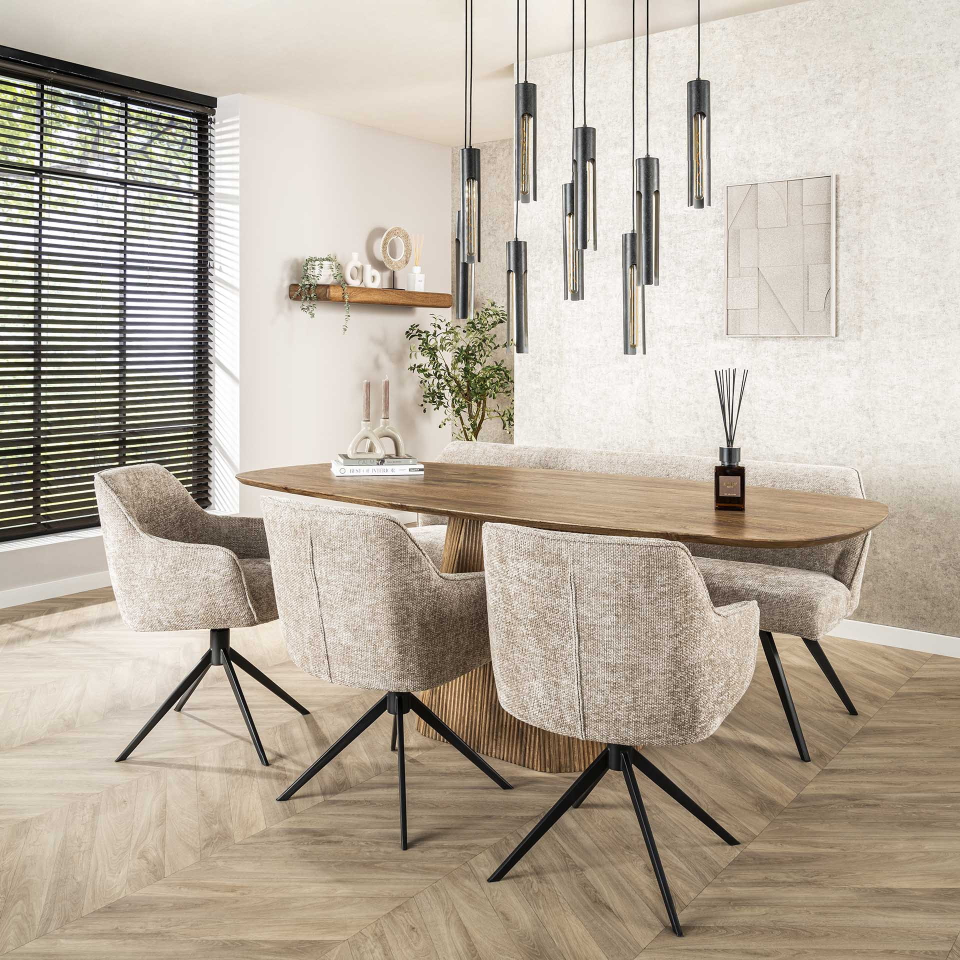 LifestyleFurn Draaibare Eetkamerstoel 'Lavonne' Hoven, kleur Zand