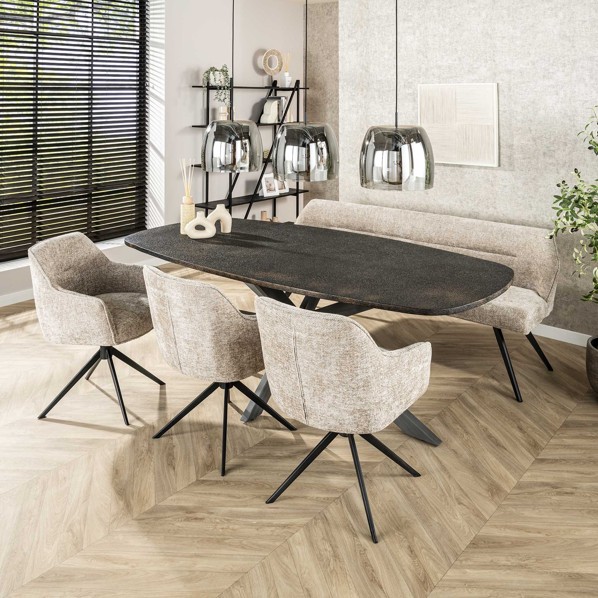 LifestyleFurn Draaibare Eetkamerstoel 'Lavonne' Hoven, kleur Zand