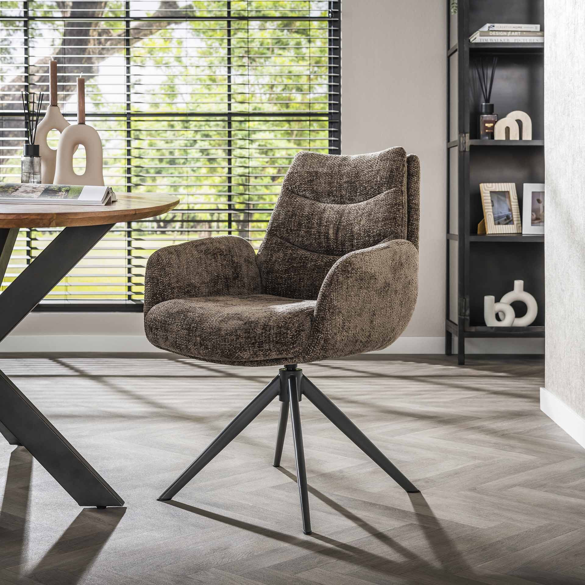 LifestyleFurn Draaibare Eetkamerstoel Kristee Chenille - Taupe