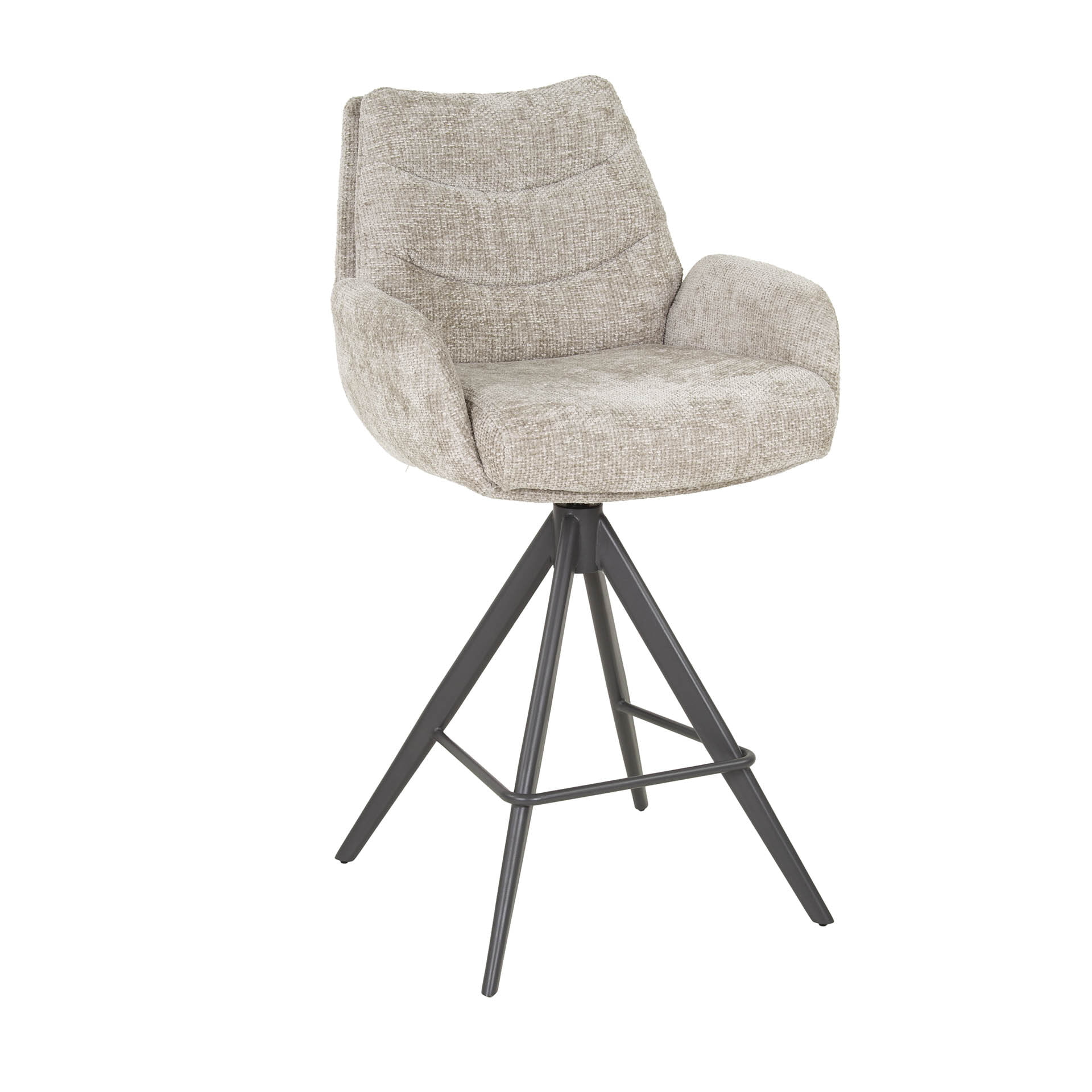 LifestyleFurn Draaibare Barstoel 'Kristee' Chenille, kleur Zand (zithoogte 67cm)