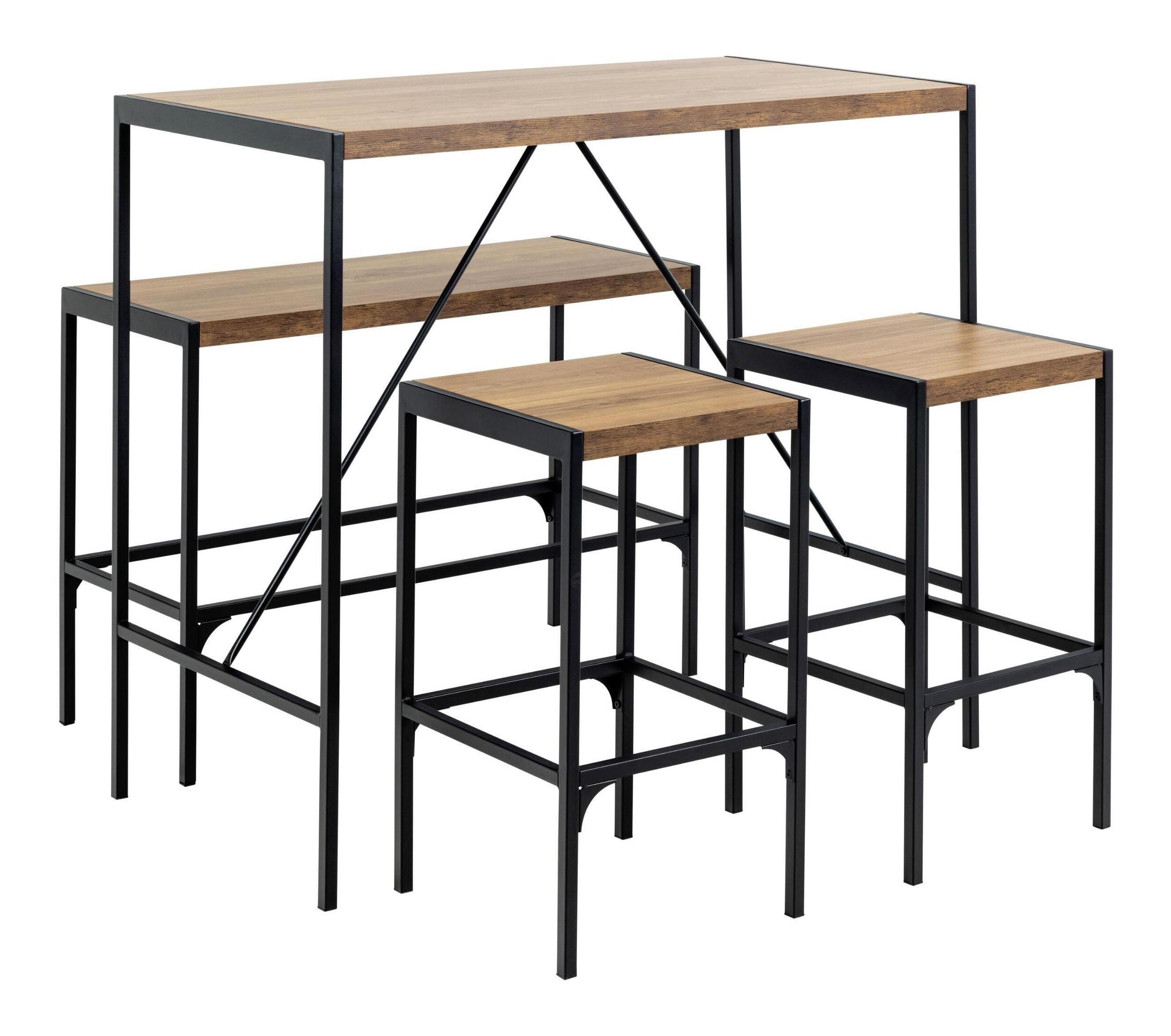 Bendt Bartafel set 'Deryk' Eikenlook, Met 2 barstoelen en bankje