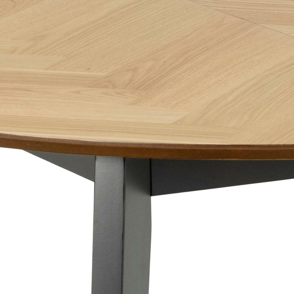 Bendt Uitschuifbare Ronde Eettafel 'Maso' Eiken visgraat, 120 x 120 - 198cm