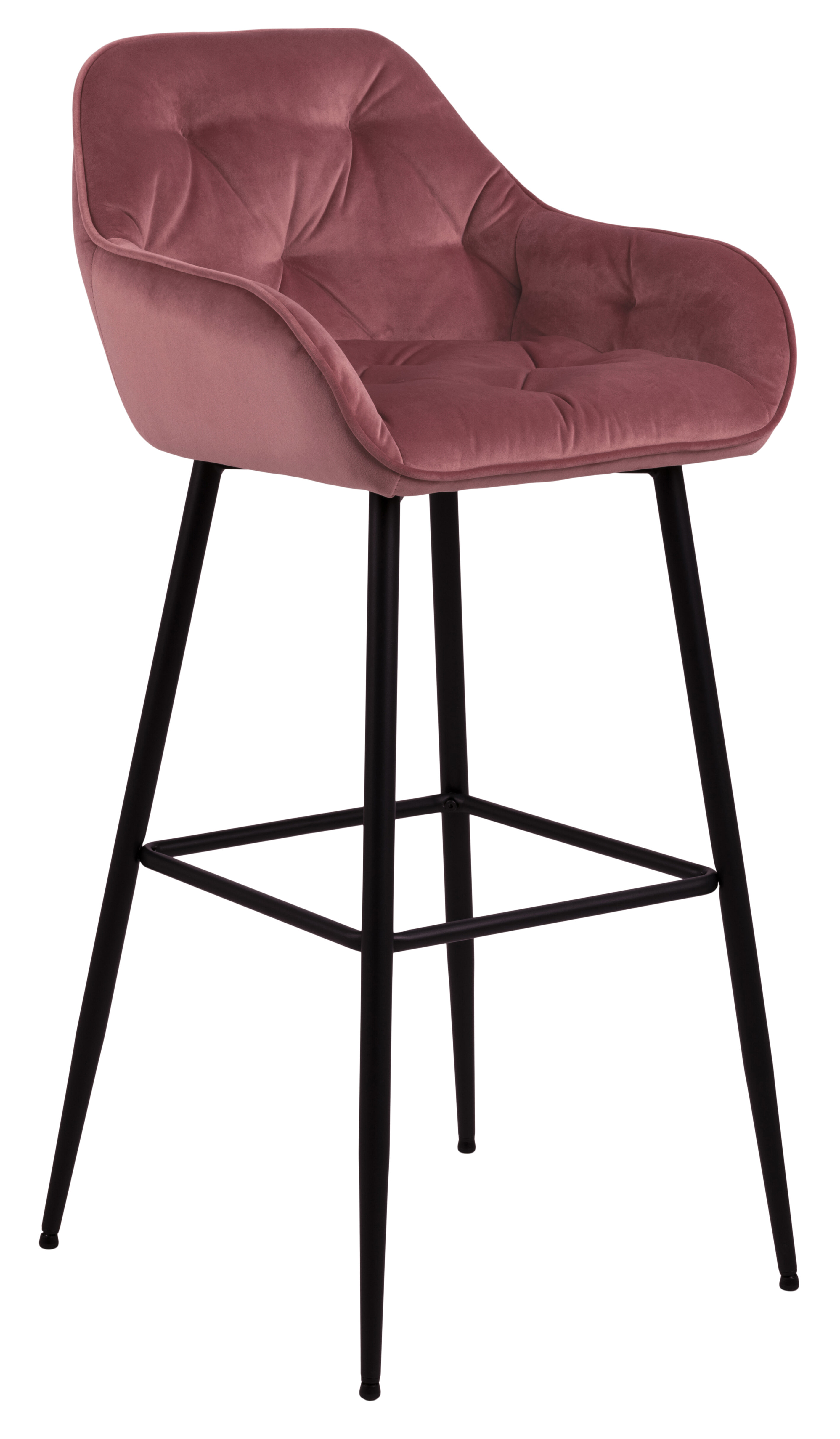 Bendt Barkruk 'Loren' Velvet, kleur Roze (zithoogte 79cm)