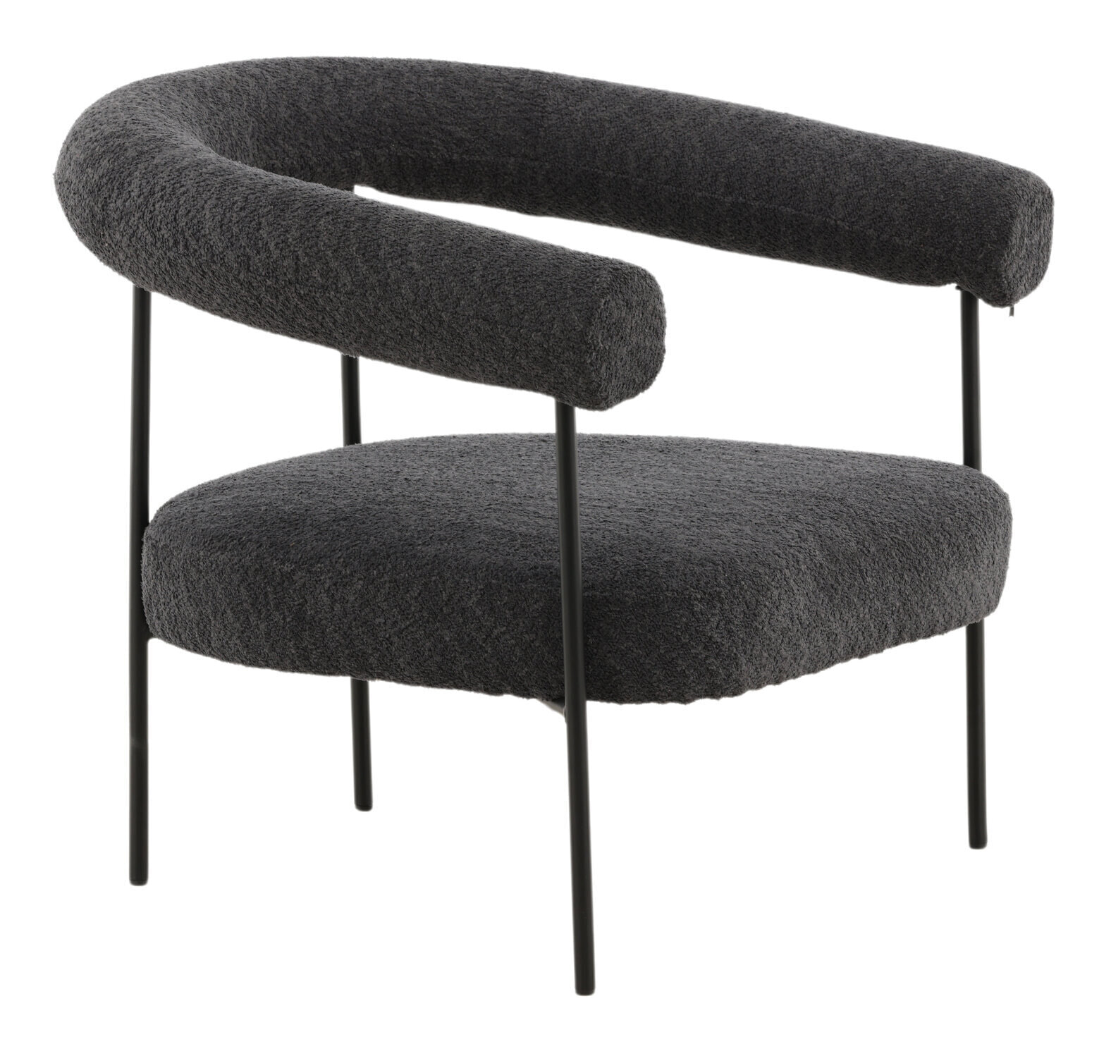Nohr Fauteuil 'Mattheu' Bouclé, kleur Donkergrijs