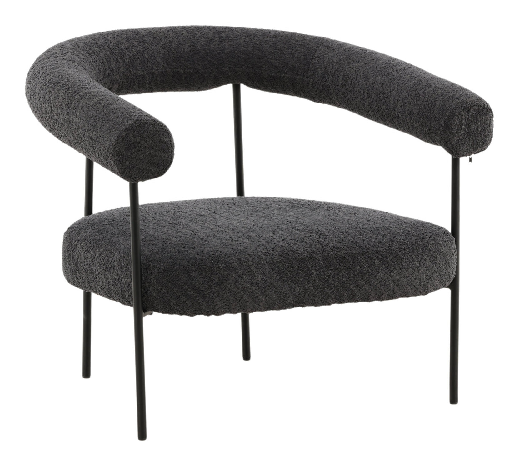 Nohr Fauteuil 'Mattheu' Bouclé, kleur Donkergrijs