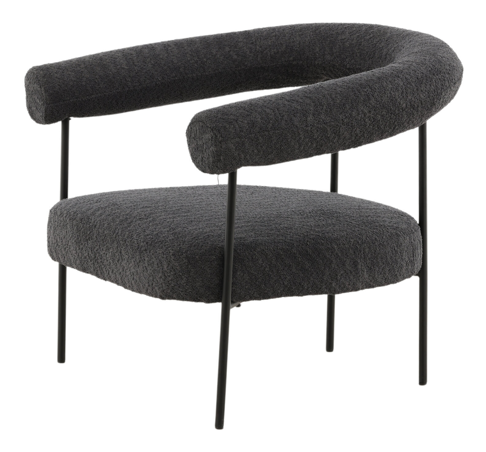 Nohr Fauteuil 'Mattheu' Bouclé, kleur Donkergrijs
