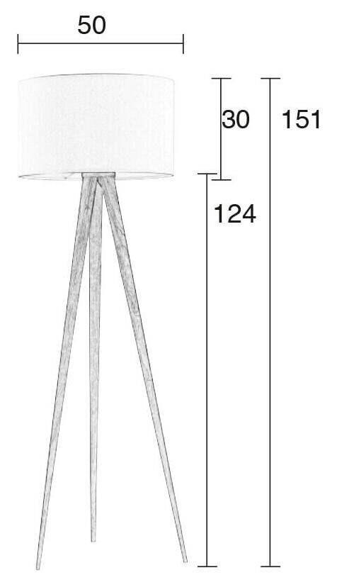 Zuiver Vloerlamp 'Tripod' 151cm, kleur Naturel/Zwart