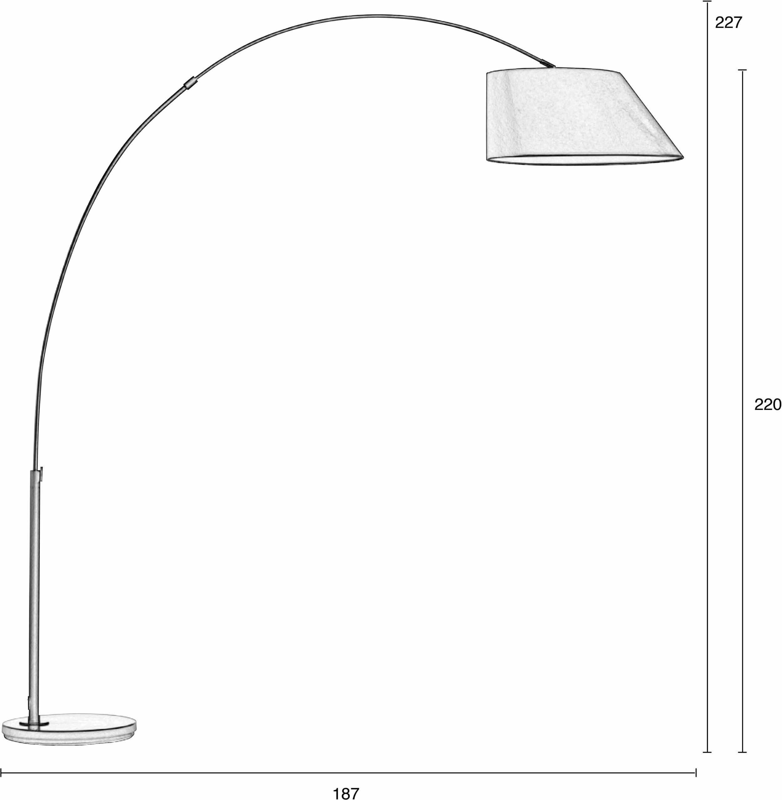 Zuiver Vloerlamp 'Arc' 222cm, kleur Wit
