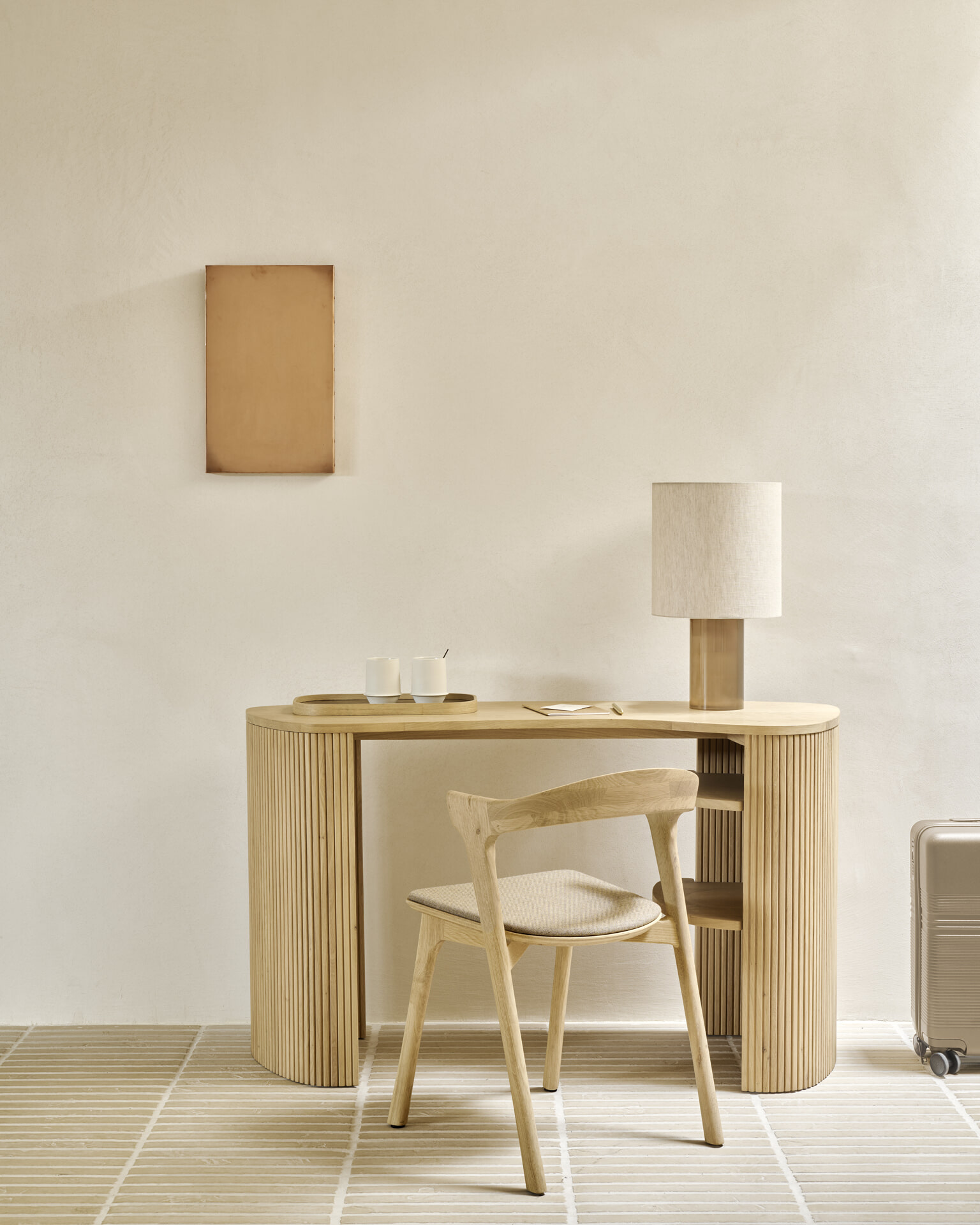 Ethnicraft Organisch Bureau 'Roller Max' Eikenhout, 137 x 52cm, kleur Naturel