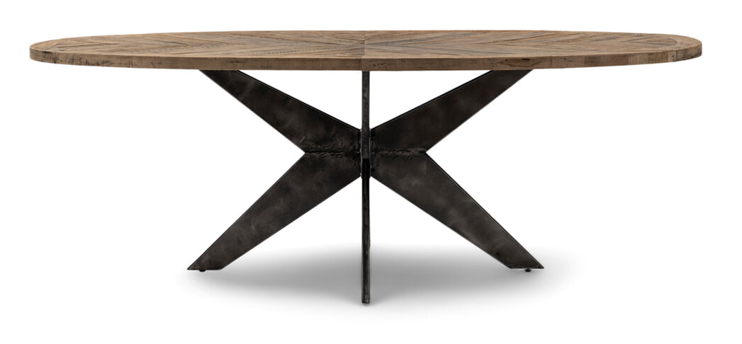 Rivièra Maison Ovale Eettafel Falcon Crest Eikenhout, 230 x 105cm - Black - Ovaal