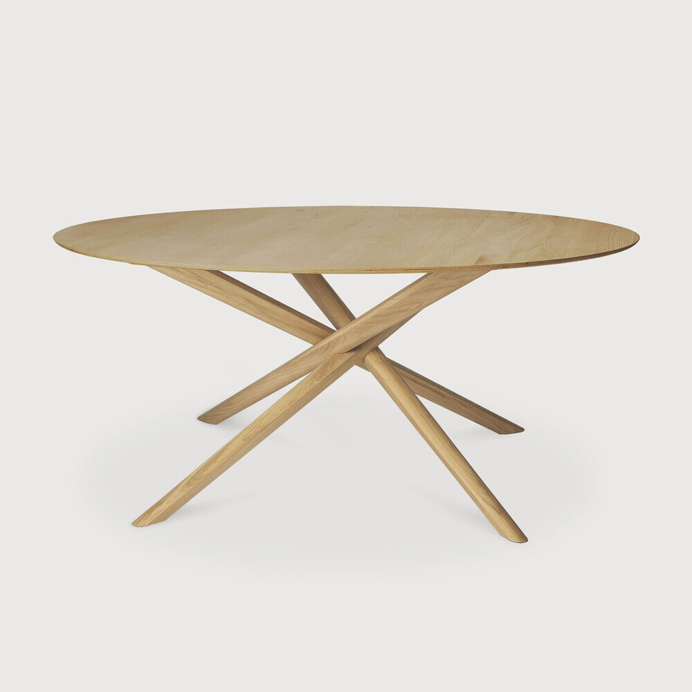 Ethnicraft Ronde Eettafel Mikado Geolied Eikenhout, 150cm - Naturel