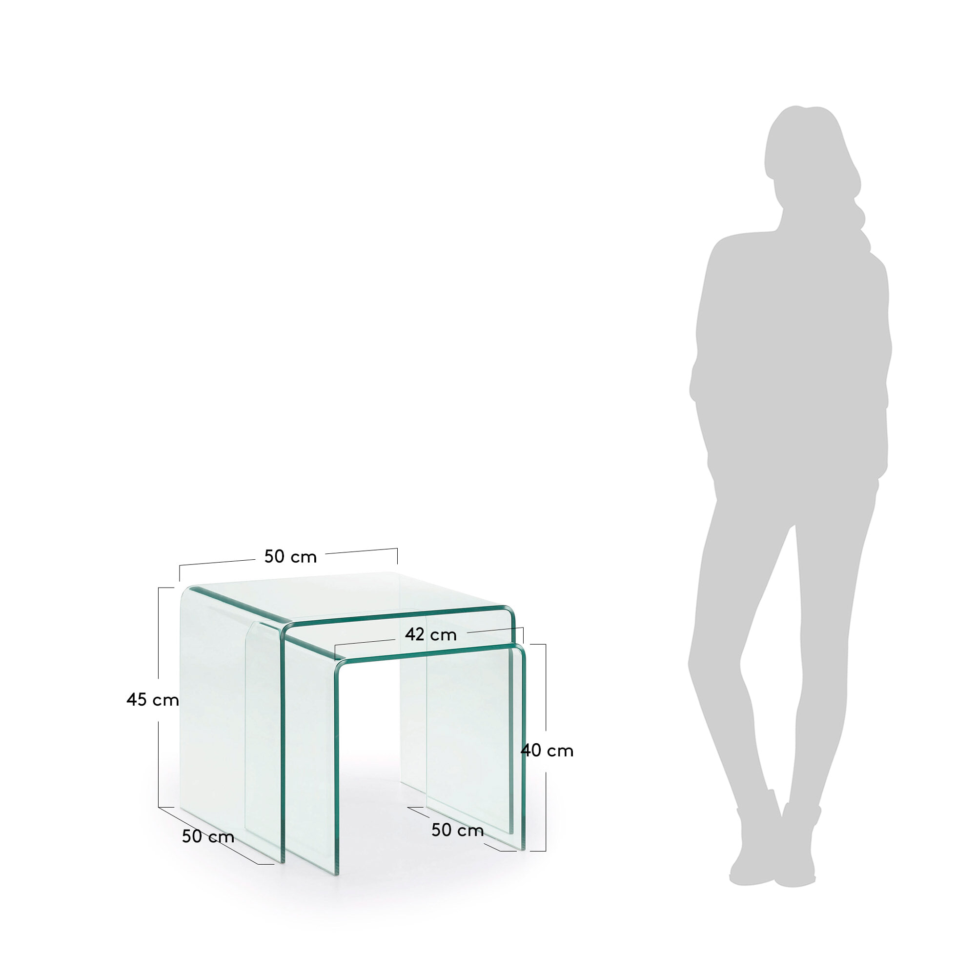 Kave Home Glazen Salontafel 'Burano' Set van 2 stuks