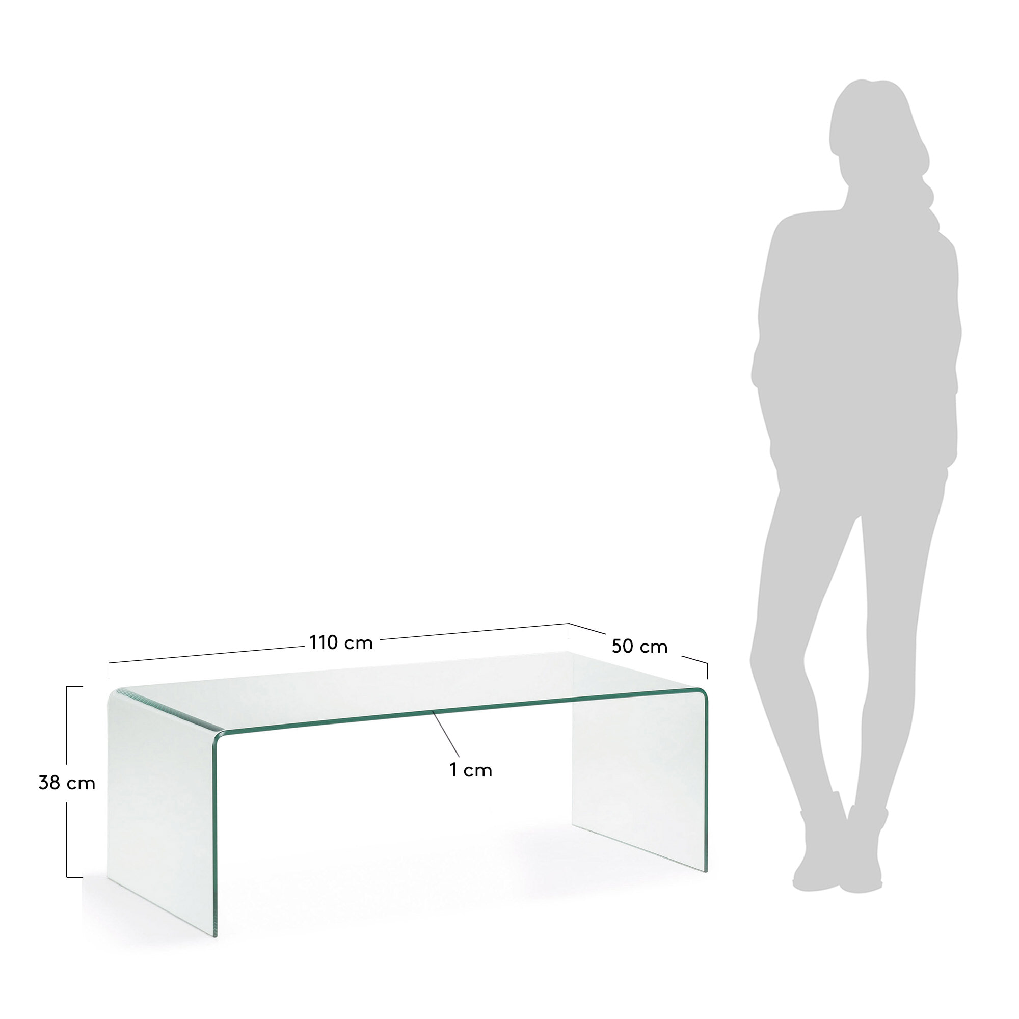 Kave Home Glazen Salontafel 'Burano', 110 x 50 cm