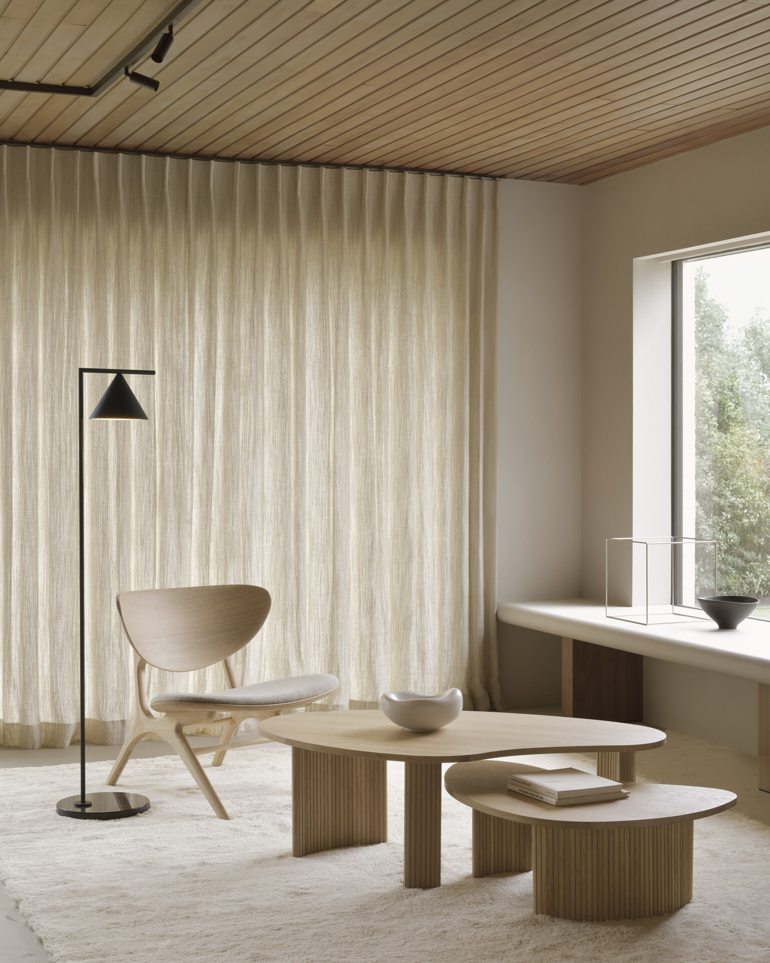 Ethnicraft Organische Salontafel 'Boomerang' Geolied Eikenhout, 90 x 61cm, kleur Naturel
