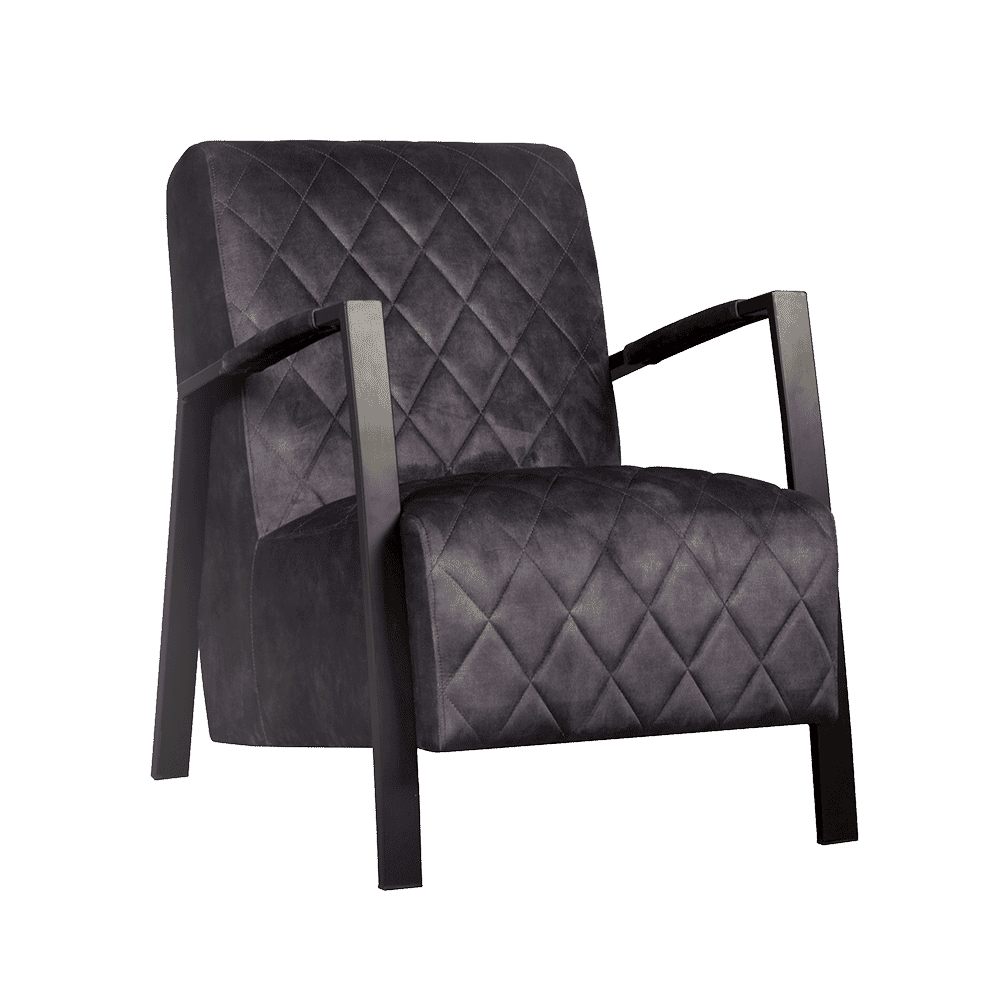 Tower Living Fauteuil 'Villa' Velvet, kleur Antraciet