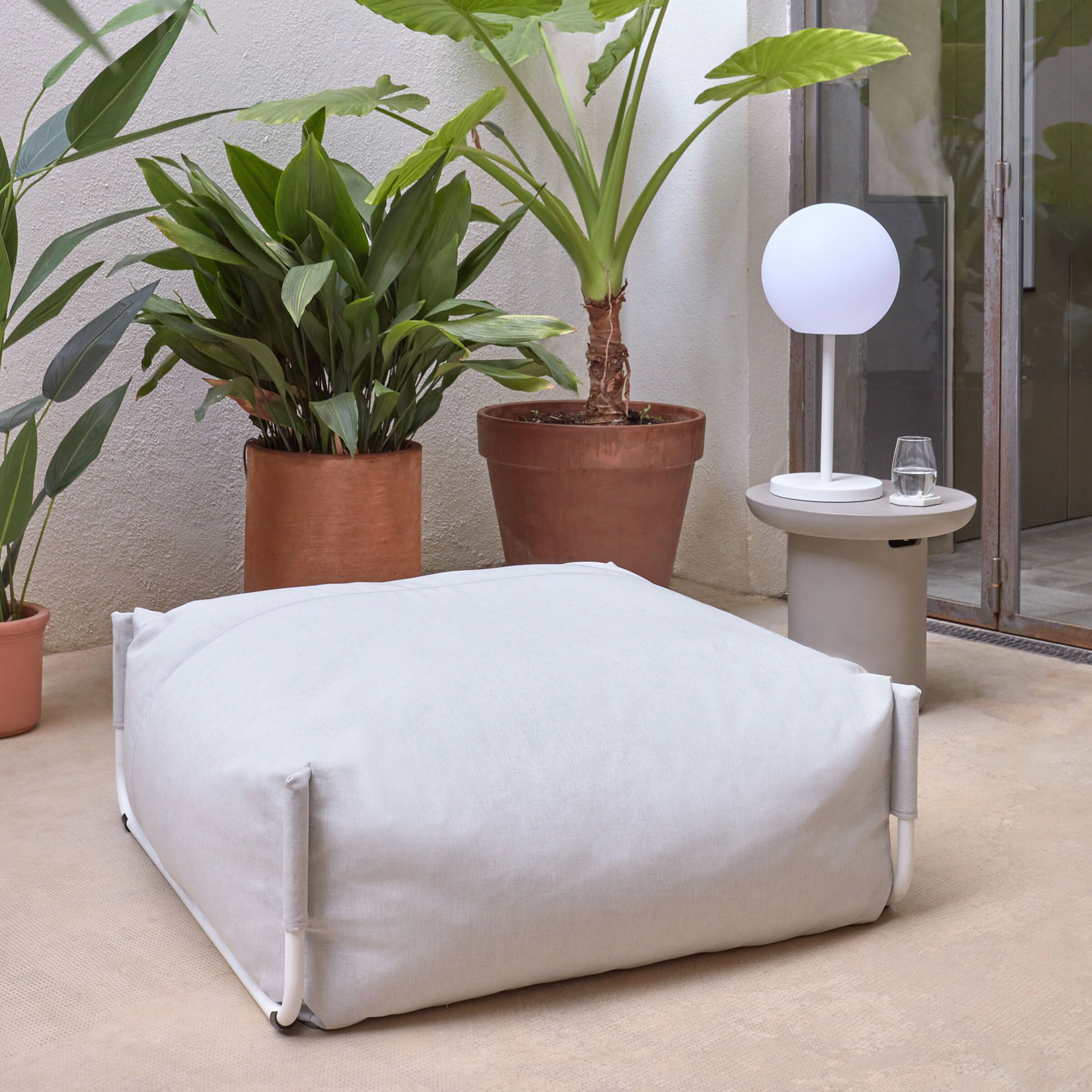 Kave Home Modulaire Outdoor Bank Square Poef - Lichtgrijs