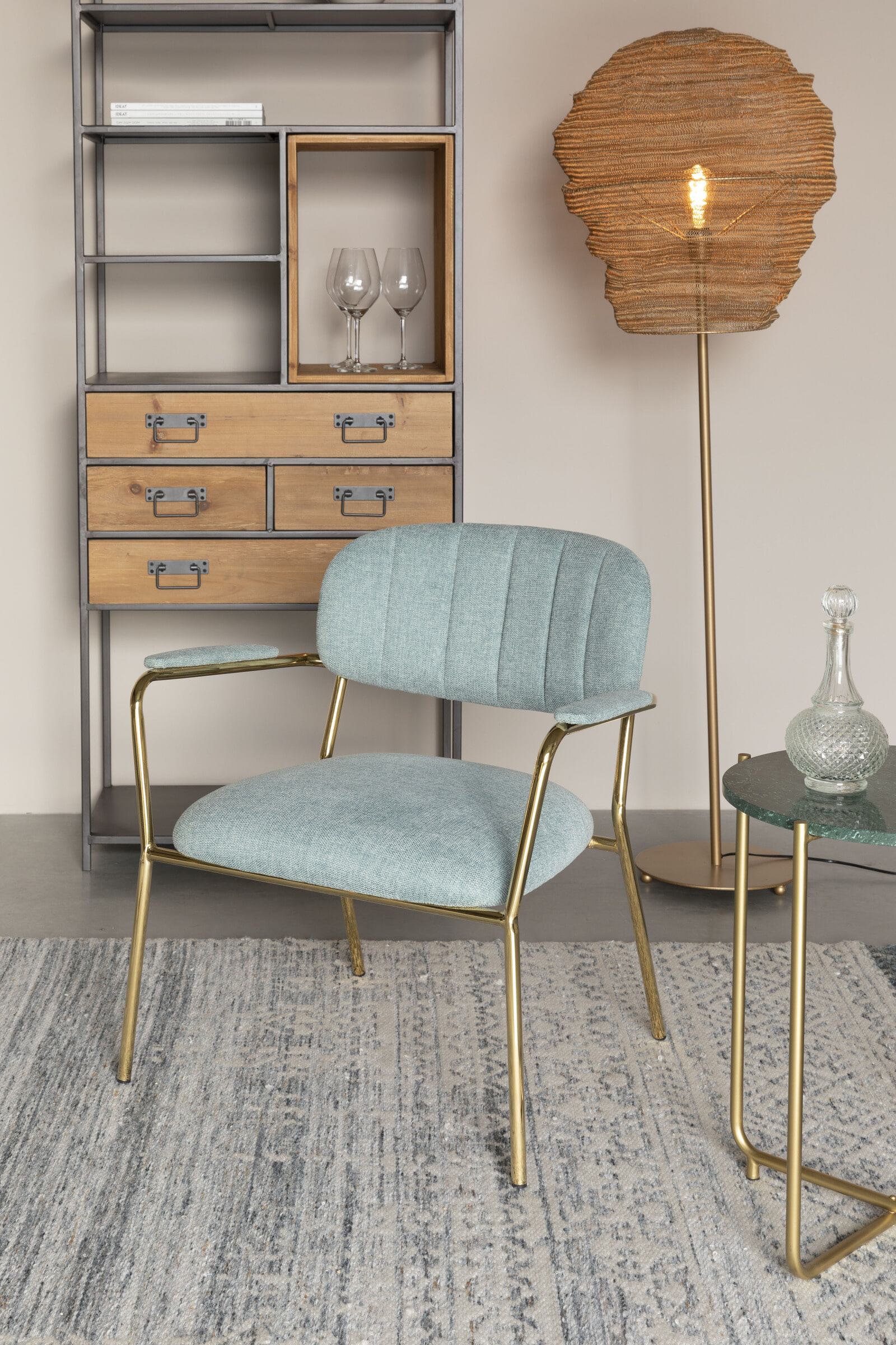 ZILT Vloerlamp 'Deepika', 154cm, kleur Goud