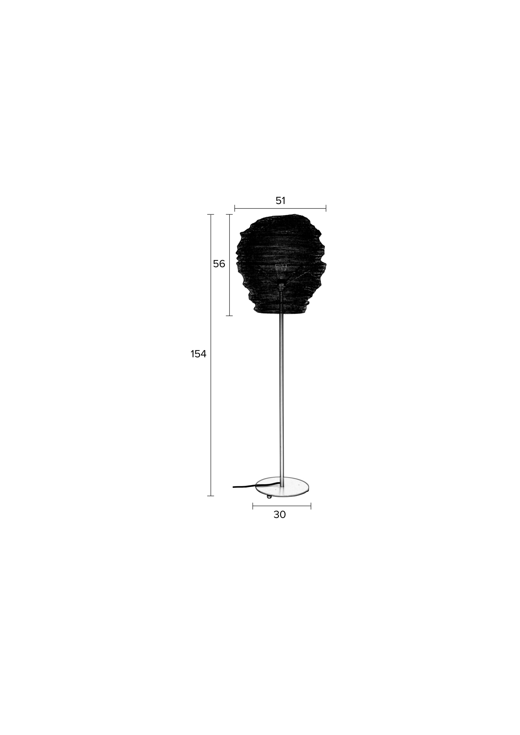 ZILT Vloerlamp 'Micki', 154cm, kleur Zwart