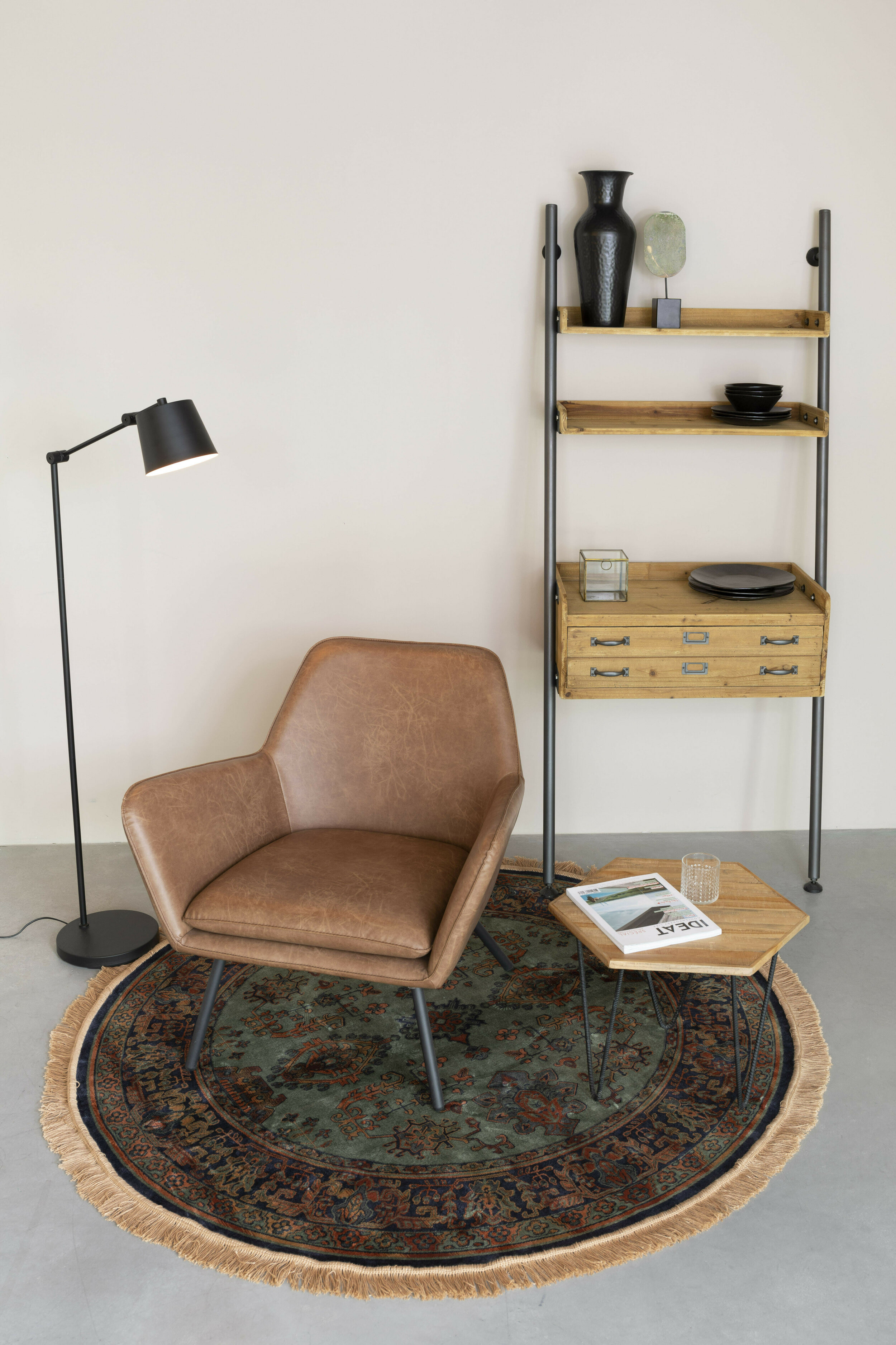 ZILT Vloerlamp 'Bret' 124cm hoog, kleur Zwart