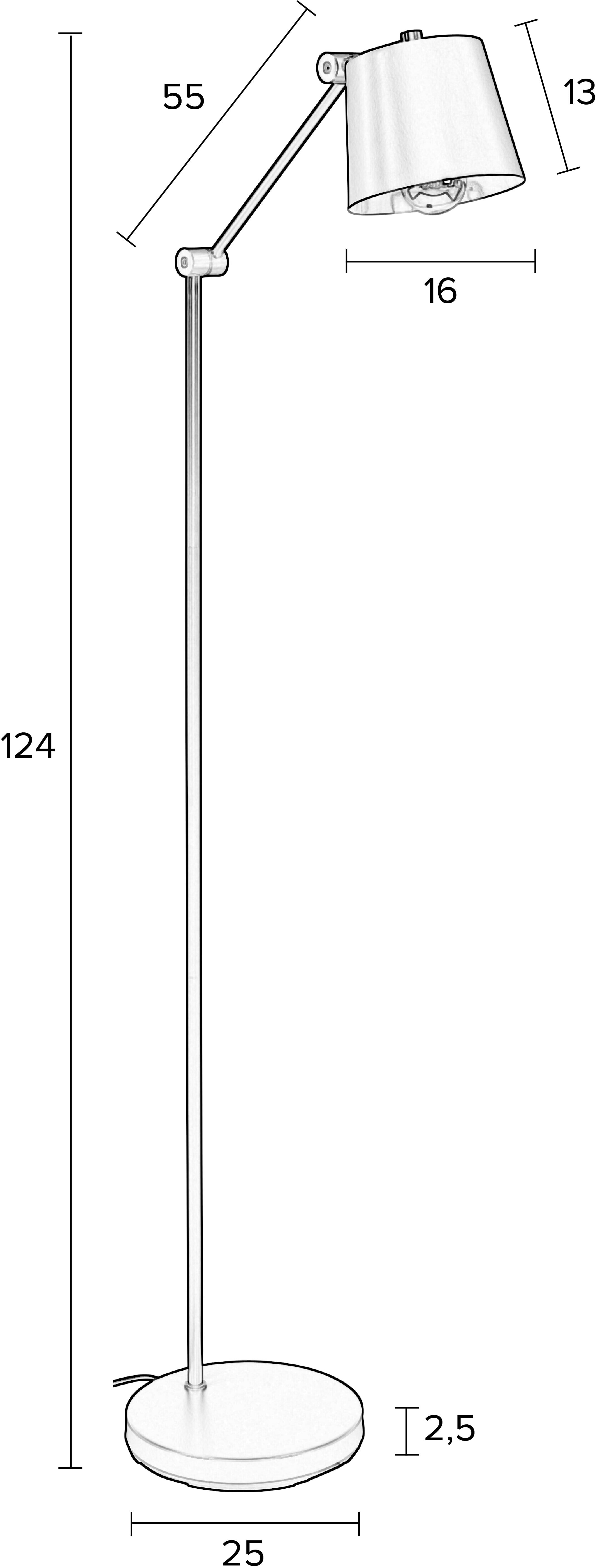 ZILT Vloerlamp 'Bret' 124cm hoog, kleur Zwart