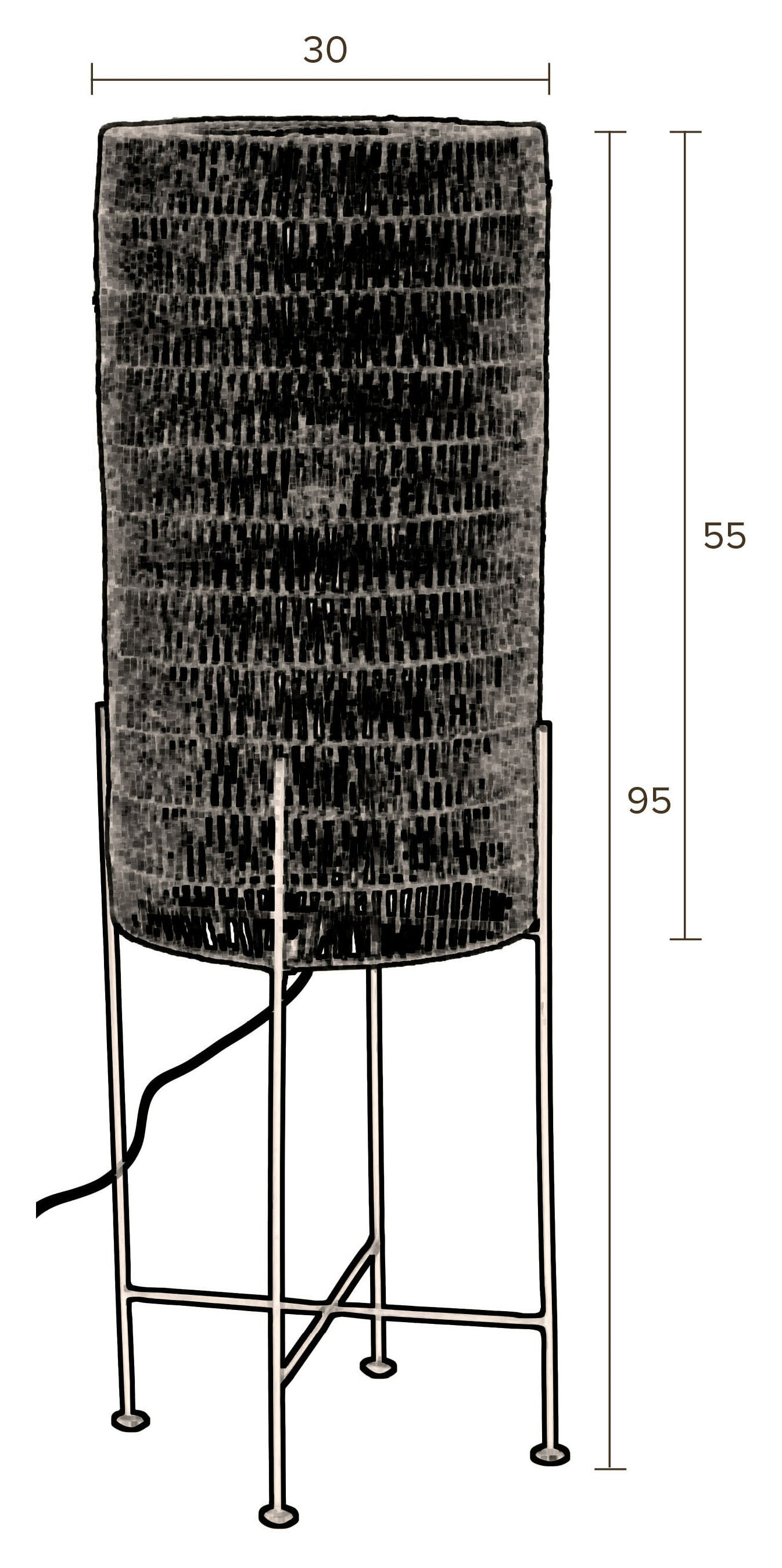 Dutchbone Vloerlamp 'Kari' Jute, kleur Zwart