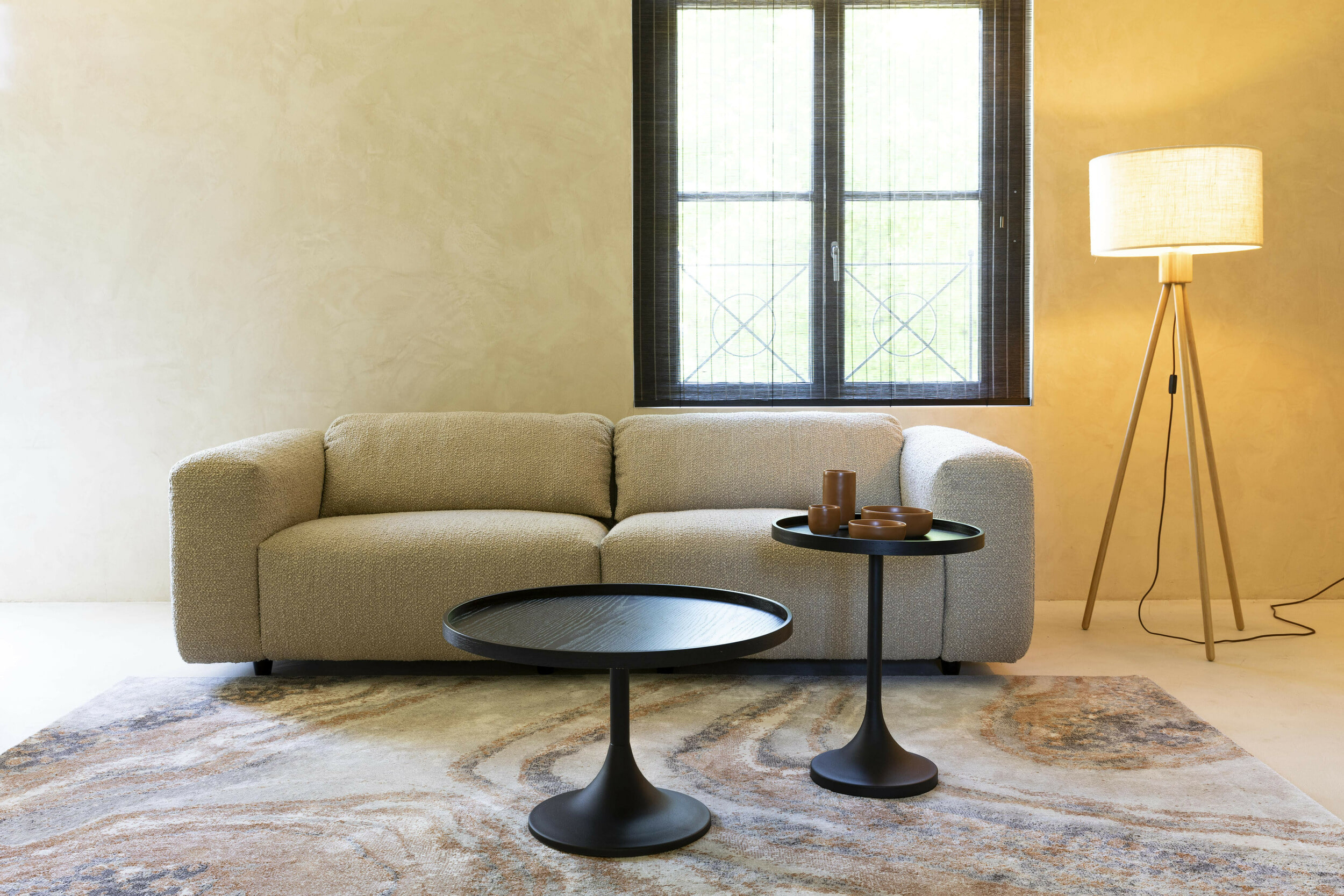 Zuiver Vloerlamp 'Fan Bamboo' Bamboe en linnen, 155cm