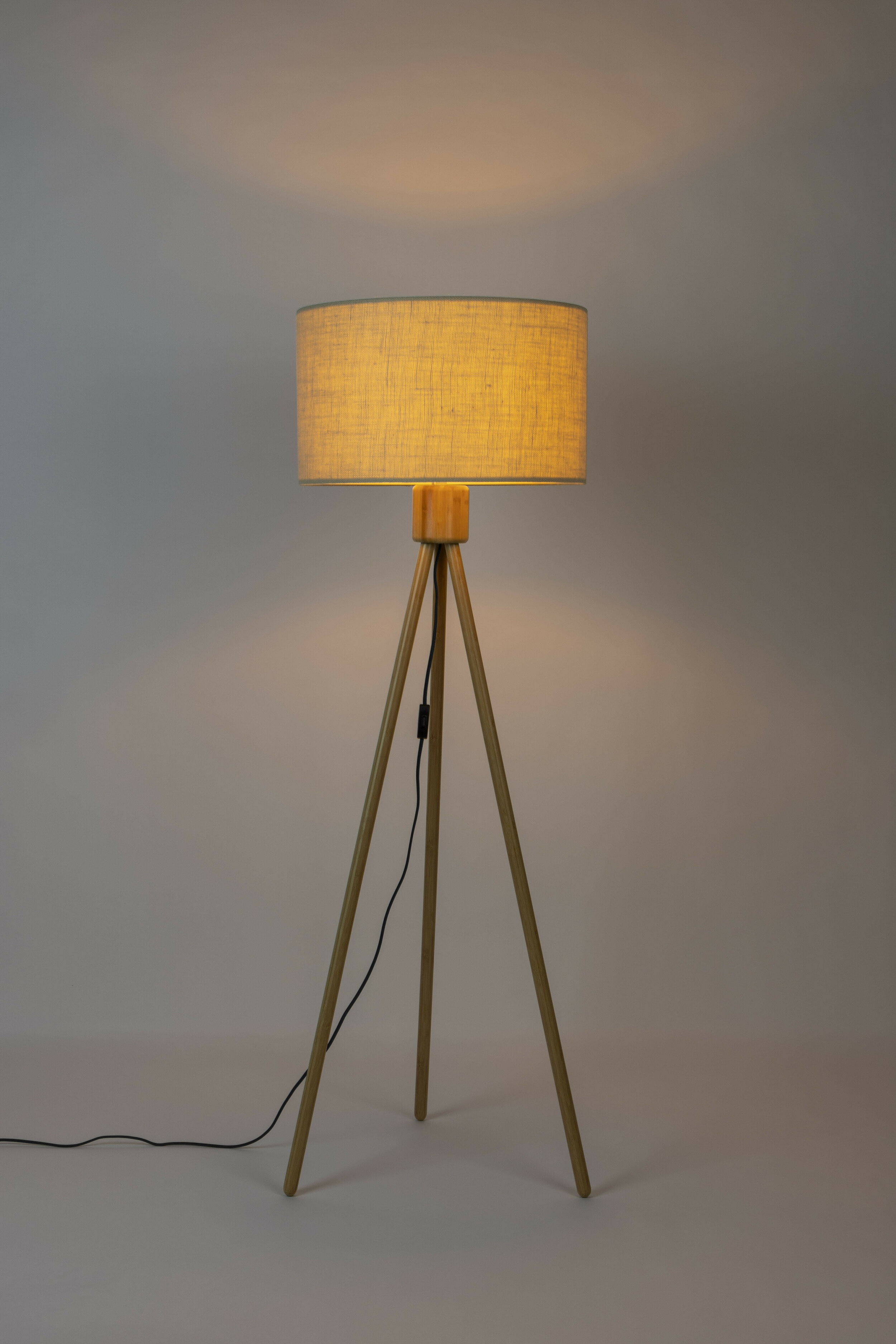 Zuiver Vloerlamp 'Fan Bamboo' Bamboe en linnen, 155cm
