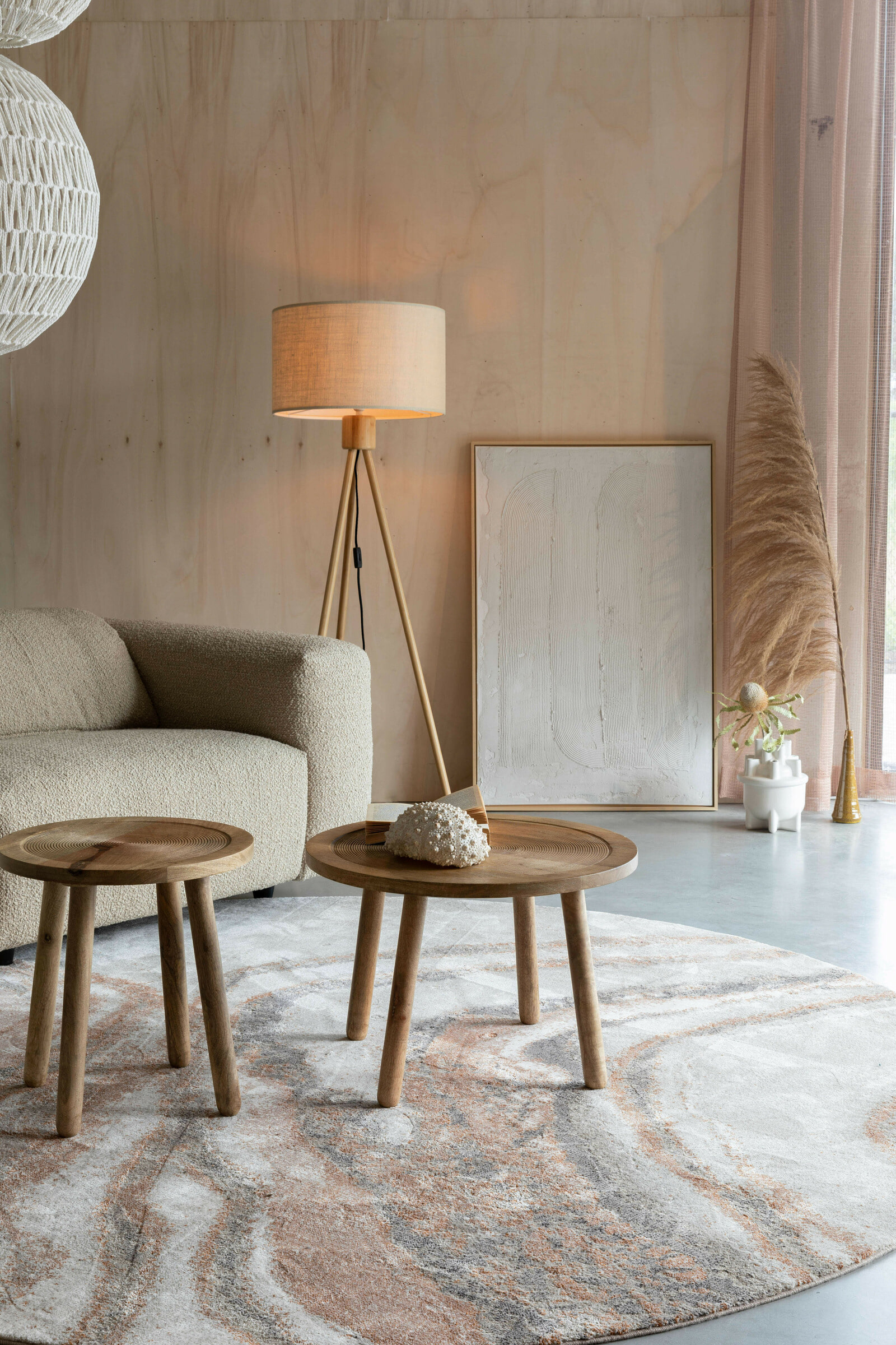 Zuiver Vloerlamp 'Fan Bamboo' Bamboe en linnen, 155cm